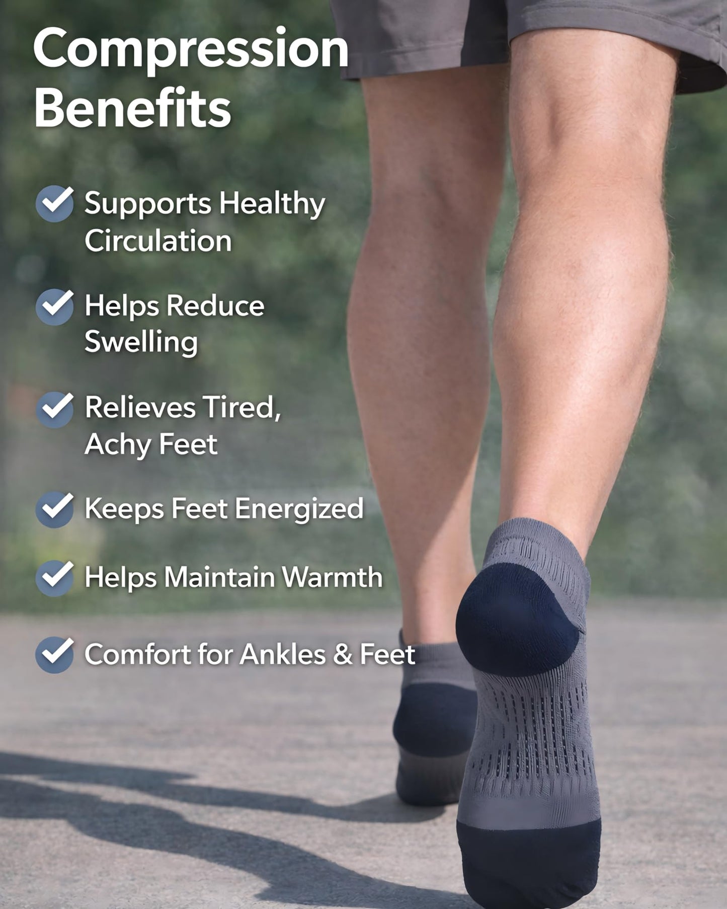 LOOMPOP 5 Pairs Compression Ankle Socks for Women & Men, Athletic Socks with Arch Support, Light Cushion, Moisture-Wicking (Large-Color Mix 1)