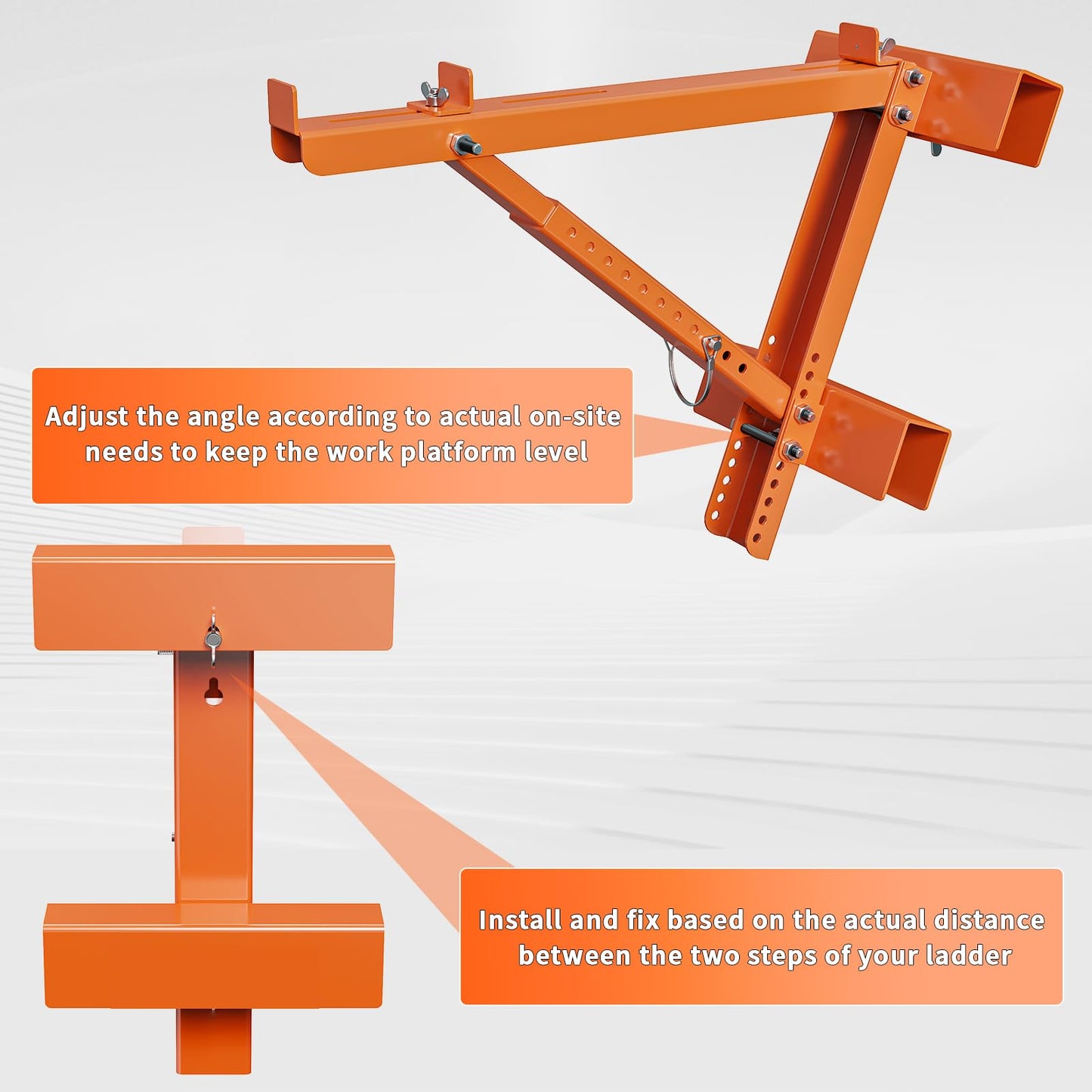 Kweetle Ladder Jacks for Scaffolding Platform 2-Pack, Heavy-Duty Steel Ladder Jacks Scaffold Bracket, 350 lbs Capacity, Two-Rung Short Body Extension Ladder Jack for Roofing, Painting & Jobsite Use