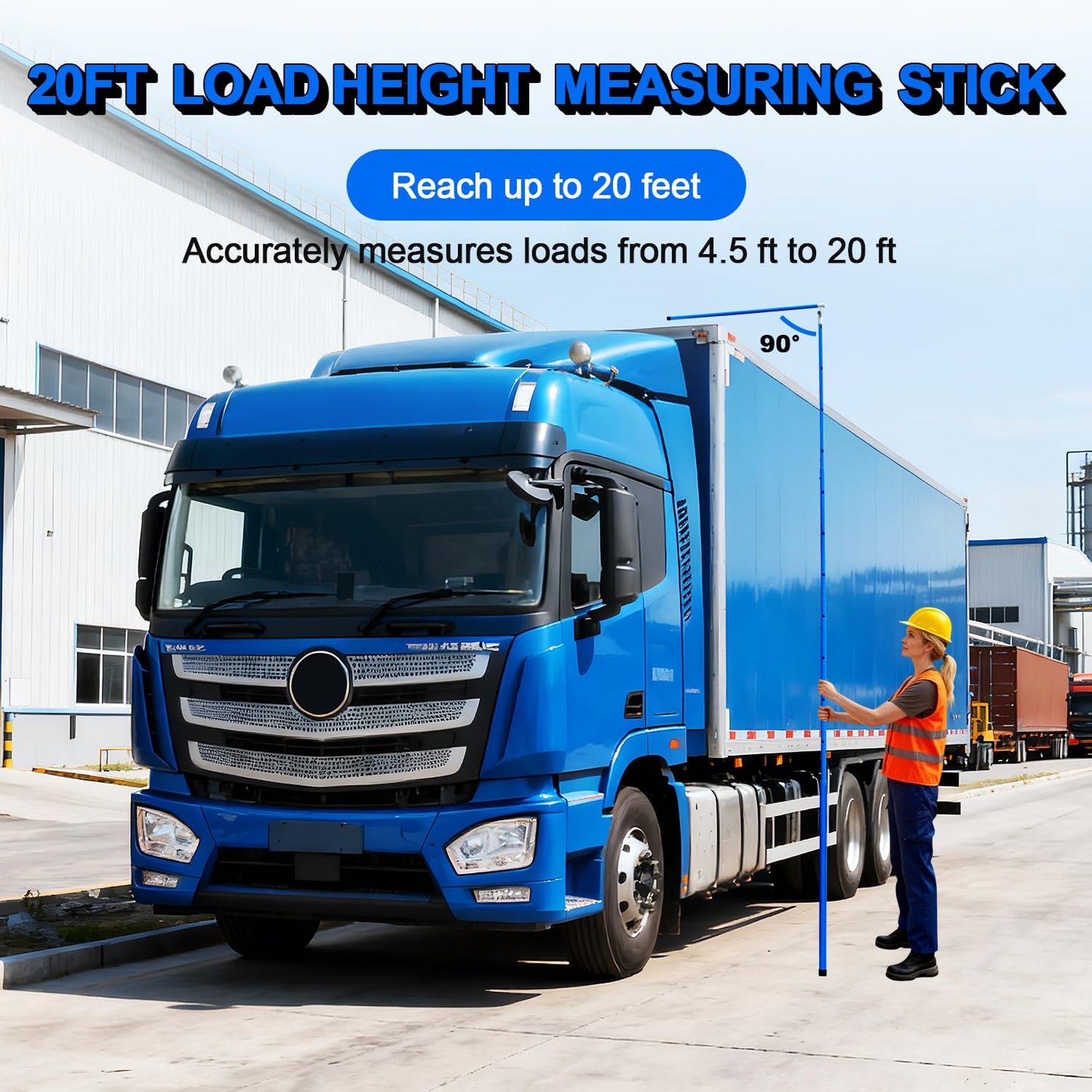 LMYYGOO 20FT Load Height Measuring Stick with Carrying Bag, Retractable Height Stick for Trucks, Truck Height Measuring Stick with Adjustable Pole, Accurately for Trucks, Car Haulers(Dark Blue)