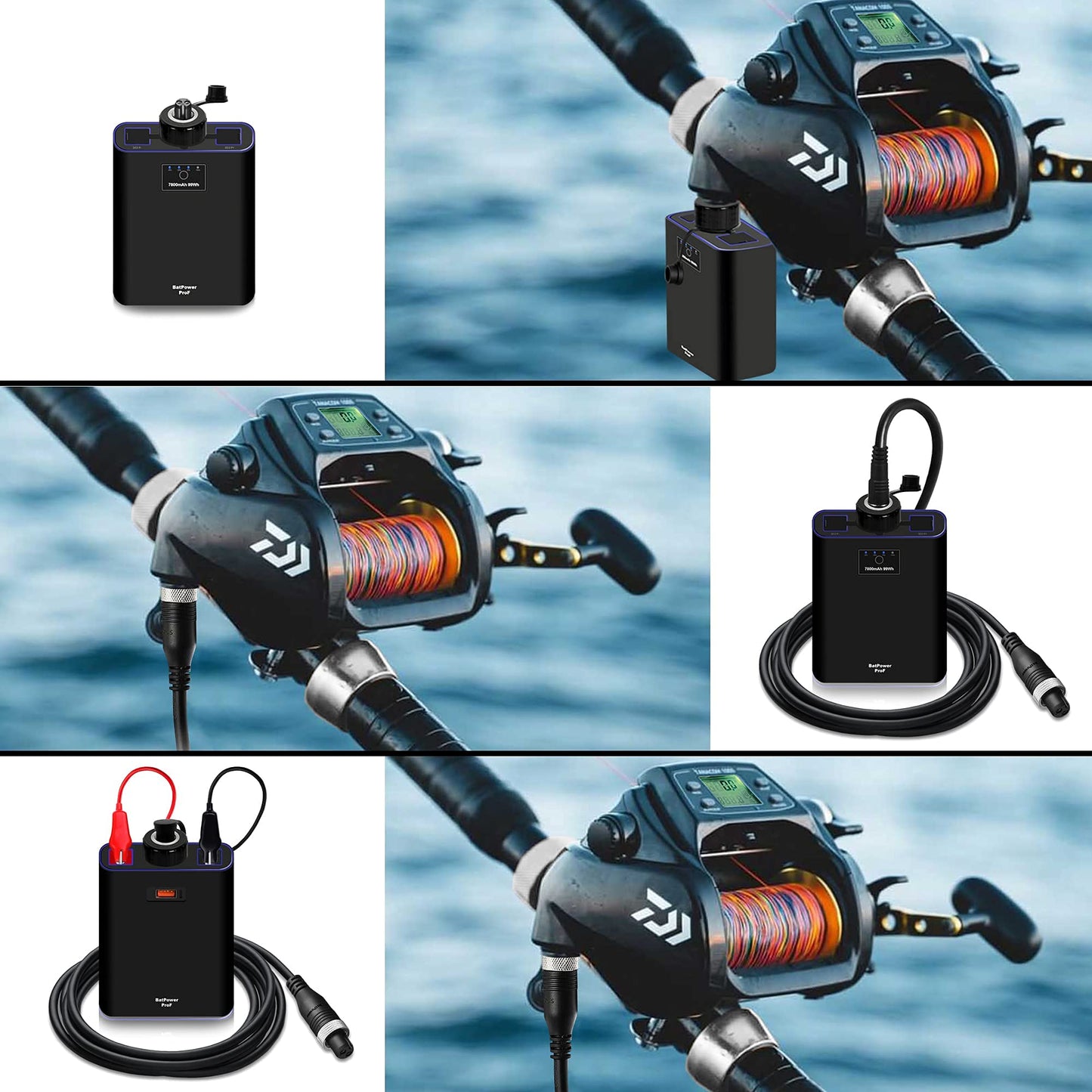 BatPower 7.8Ah Prof Electric Reel Battery for Daiwa Tanacom 1000 750 500 Seaborg 500MJ Leobritz Shimano Plays BeastMaster ForceMaster Electric Reels with Fishing Reel Battery Charger & 2M Power Cord