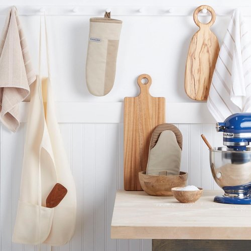 KitchenAid Oven Mitt Set - Two-Tone Non-Slip Design | Milkshake/Beige, 5.75"x13", 2 Pieces