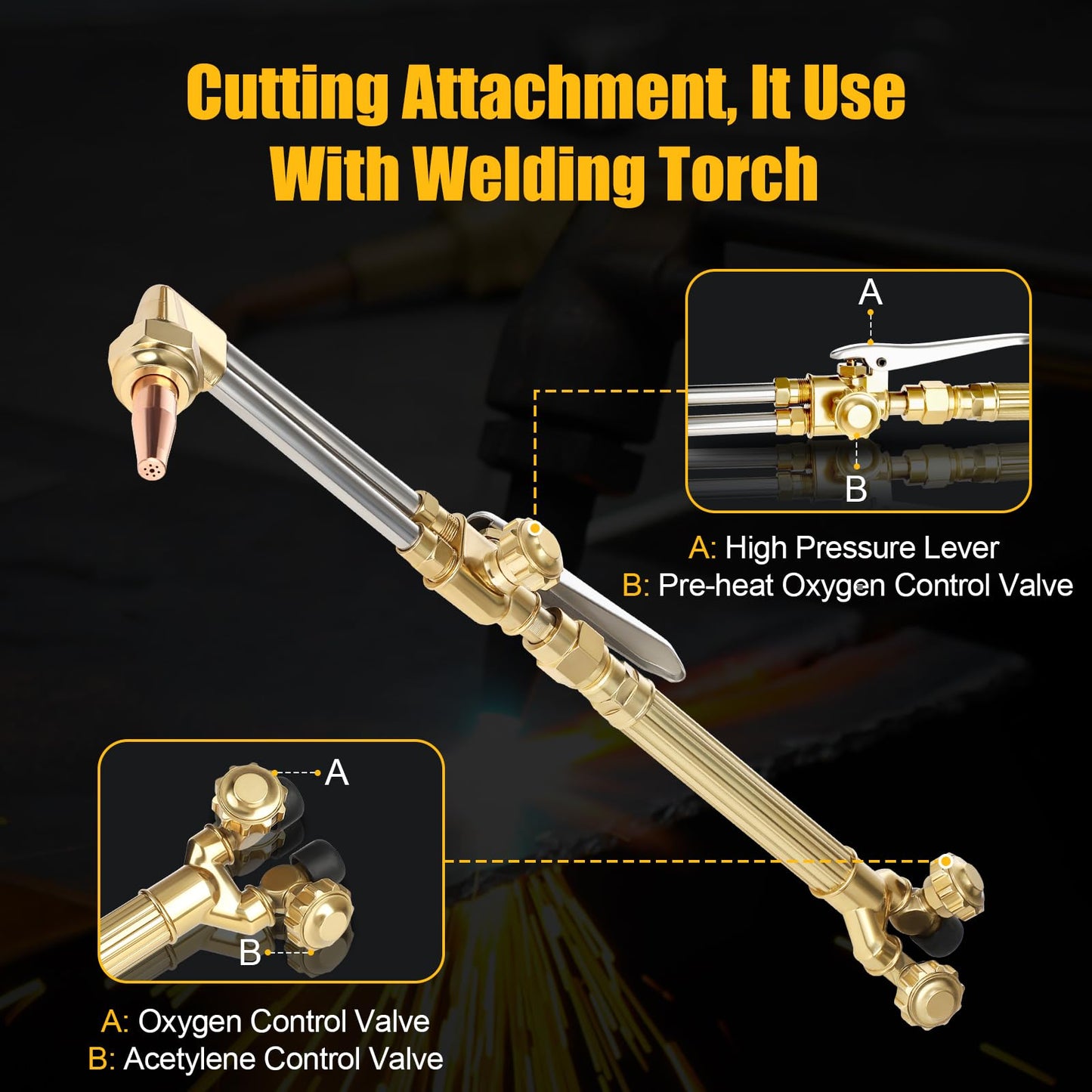 Oxygen Acetylene Torch Kit, Cutting Torch Kit, Professional Brazing Set, Gas Welding Kits, Portable Oxygen Acetylene Welder Include Nozzles, Check Valves, Regulator, Hoses, Gauges, Storage Case Blue