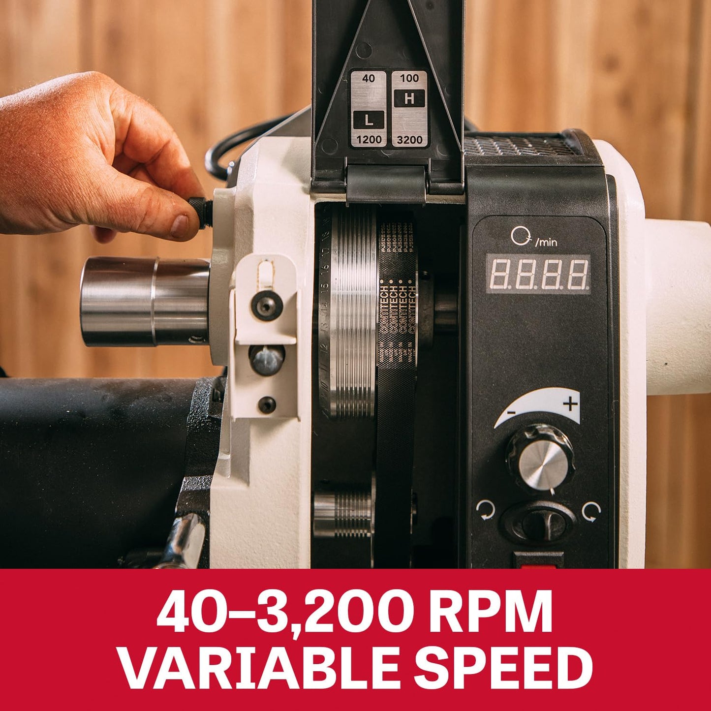 JET 16" x 40" EVS Variable Speed Woodworking Lathe, Reversible Wood Turning Machine, 1-1/2 HP, 115V 1Ph (JWL-1640EVS)