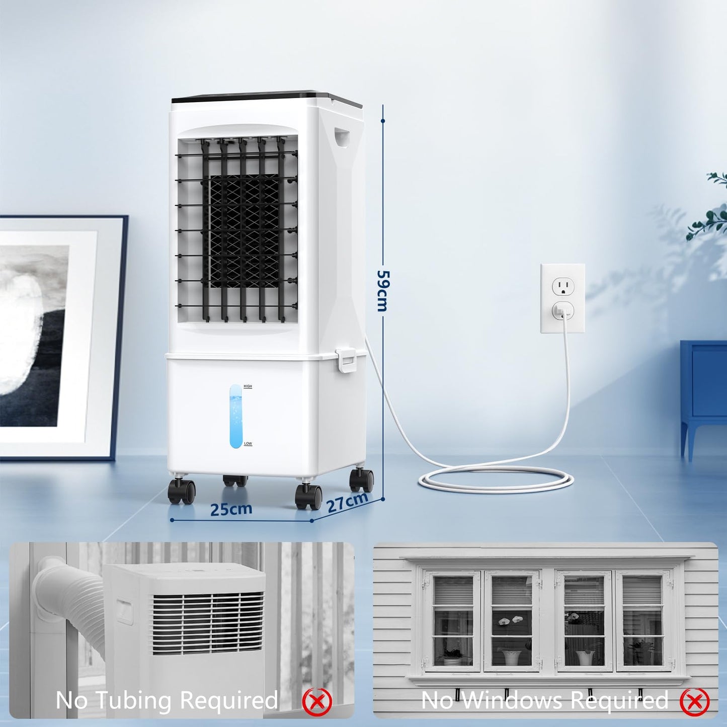 Portable Air Conditioners, [9.5L large Water Tank], 3-in-1 Evaporative Air Cooler for Room, Fast Cooling Portable AC Unit w/7H Timer/Remote, 3 Speeds, Quiet Swamp Cooler for Bedroom Office