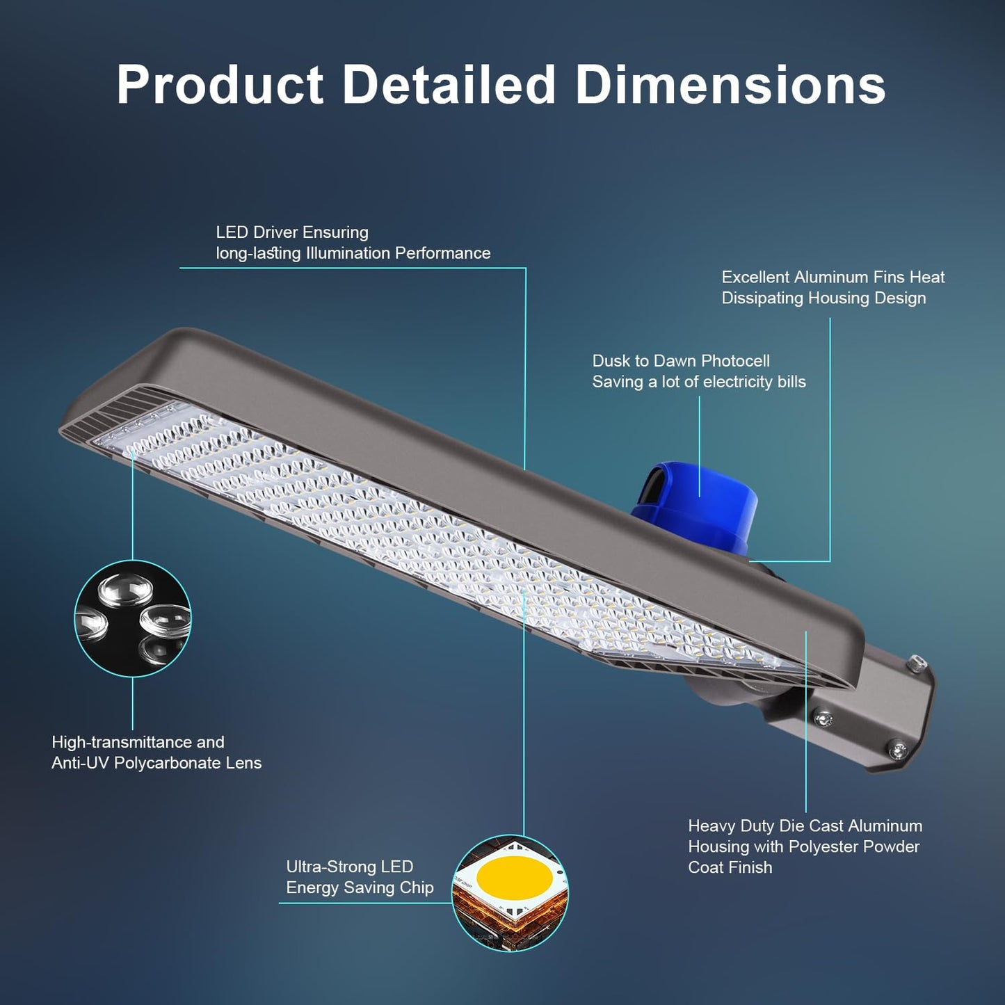 BIRITALO 480W LED Parking Lot Light 72000LM Dusk to Dawn Outdoor LED Flood Stadium Light Commercial 100V-277V 5000K IP65 Waterproof Large Building Shoebox Pole Slip Mont Lighting for Yard Barn 2 Pack