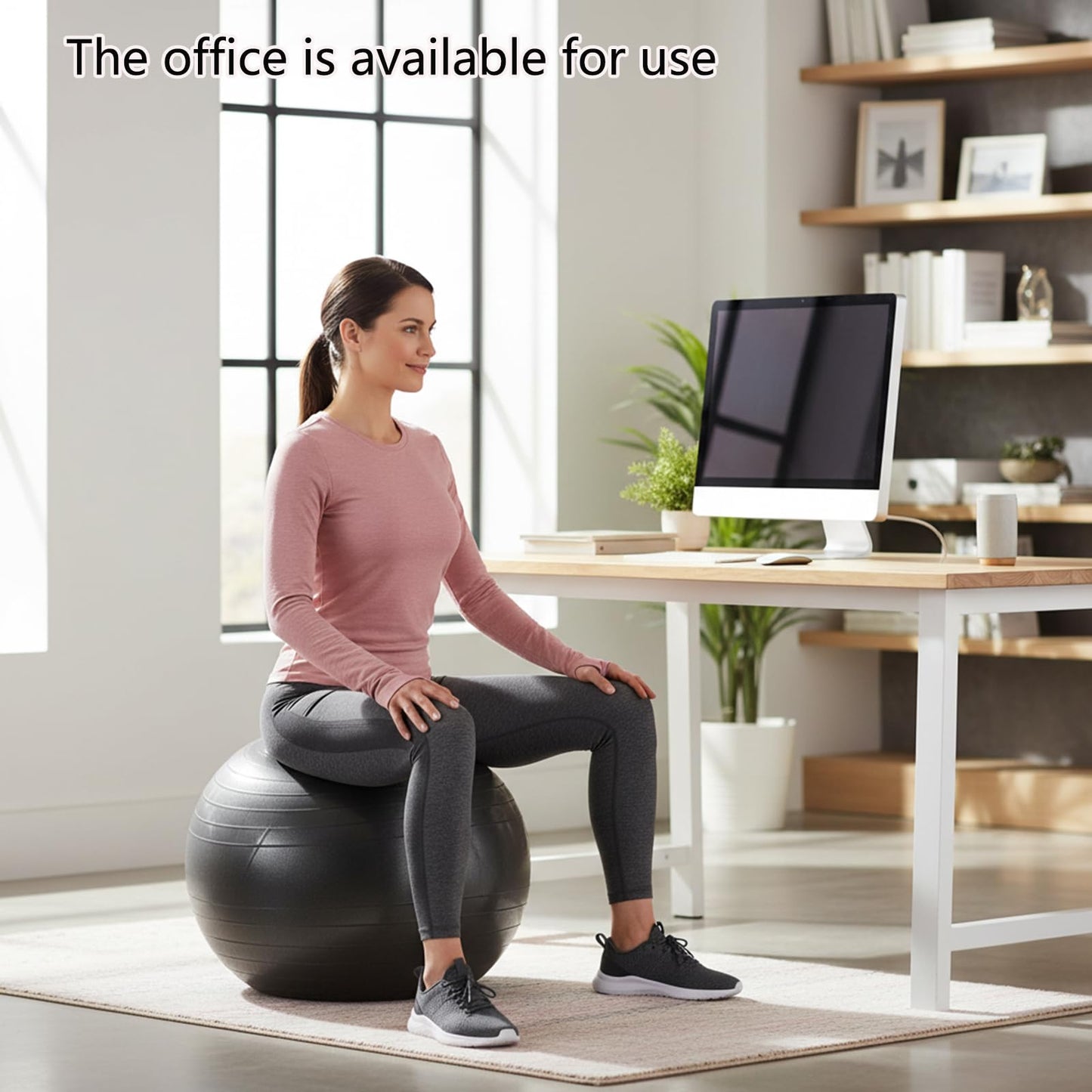 UMEUKEJI Anti-Burst Yoga Ball with Quick Pump, Non-Slip Stability Ball for Exercise, Home Office, 90cm（36in） Extra Large Black