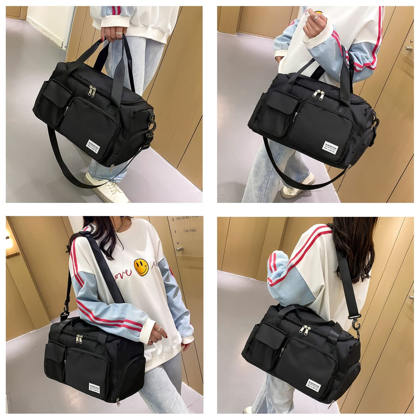 Small Gym Bag for Women, Travel Duffle Bag Carry On Weekender Bag with Shoe Compartment, 02#black, Gym Bag & Toiletry Bag, Gym Bag&toiletry Bag