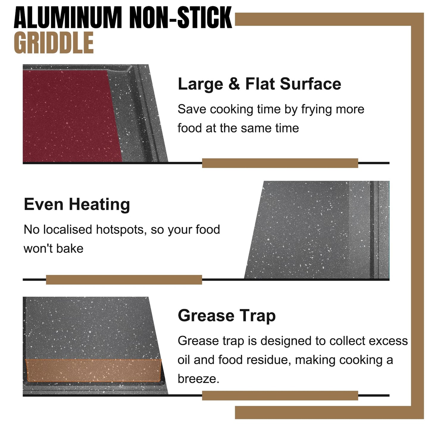Upgraded WB31X24738 Griddle Replacement for GE Appliance Stove Cooktop, Nitriding Process Marble Style Non-stick Coating, 19.5"×9" Extra-Large Integrated Griddle Plate for GE Gas Stove Top Center