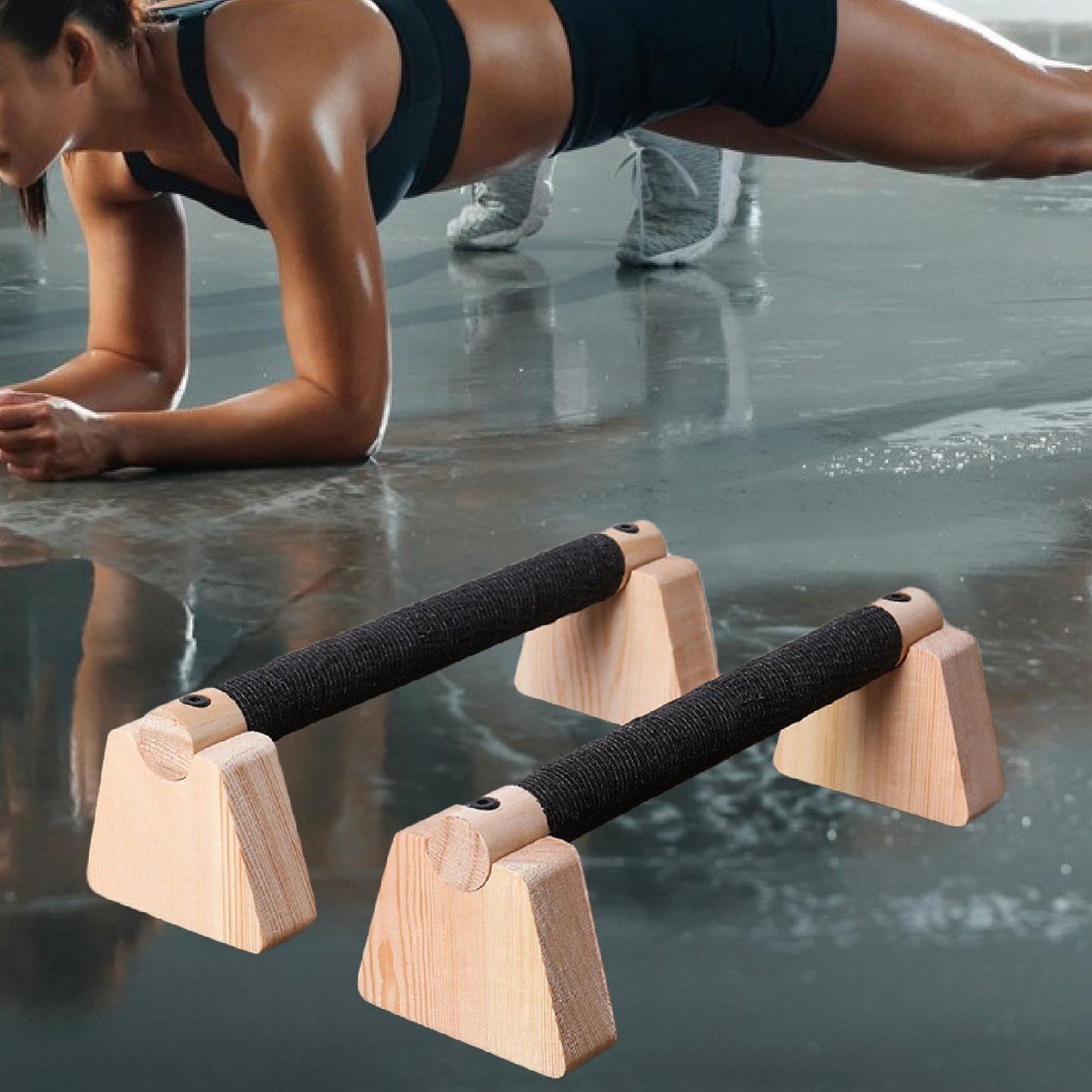 Colaxi 2Pcs Push up Bar Parallettes Bar for Adults Non Slip Wood Push up Stand for Home Gym Floor Workout Fitness Gymnastics, 30CM