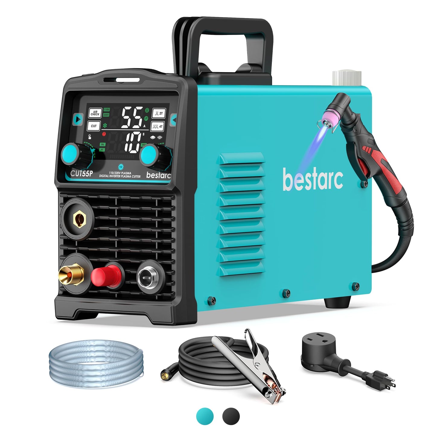 bestarc Plasma Cutter, [Pilot Arc][Large LED Display] 55A bestarc Plasma Cutter Machine 110/220V Dual Voltage, 5/8 Inch Clean Cut 3/4 Inch Max Cut, Post Flow Mesh Cut, 2T/4T for Beginners DIY