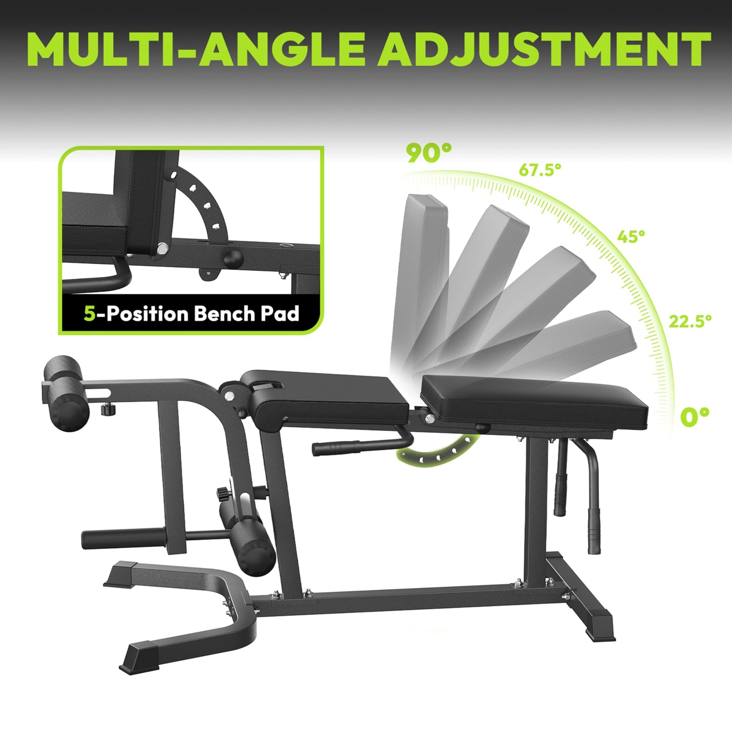 HANDBODE Leg Extension and Curl Machine, Adjustable Leg Curl Machine, Seated Leg Extension and Lying Curl Machine for Lower Body Workouts, Leg Workout Equipment Fit Weight Plate Set