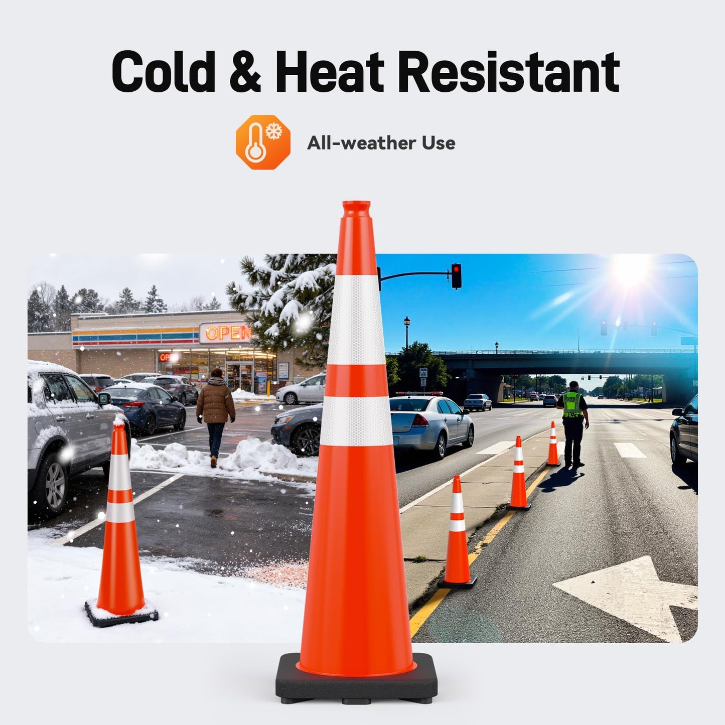 HiGiant 36 Inch Traffic Cones 5 Pack, Orange Safety Cone with Weighted Base, High-Visibility and Impact-Resistant, for Parking, Road Construction, Drivers Training, Driveway