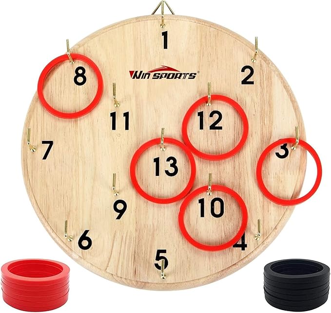 Ring Toss Game,Indoor Outdoor for Kids Adults Family,Fun Tailgate or Hangs on Wall,Exciting Gift Idea, Safe & Durable Design,Includes 13 Metal Hooks and 14 Rubber Rings