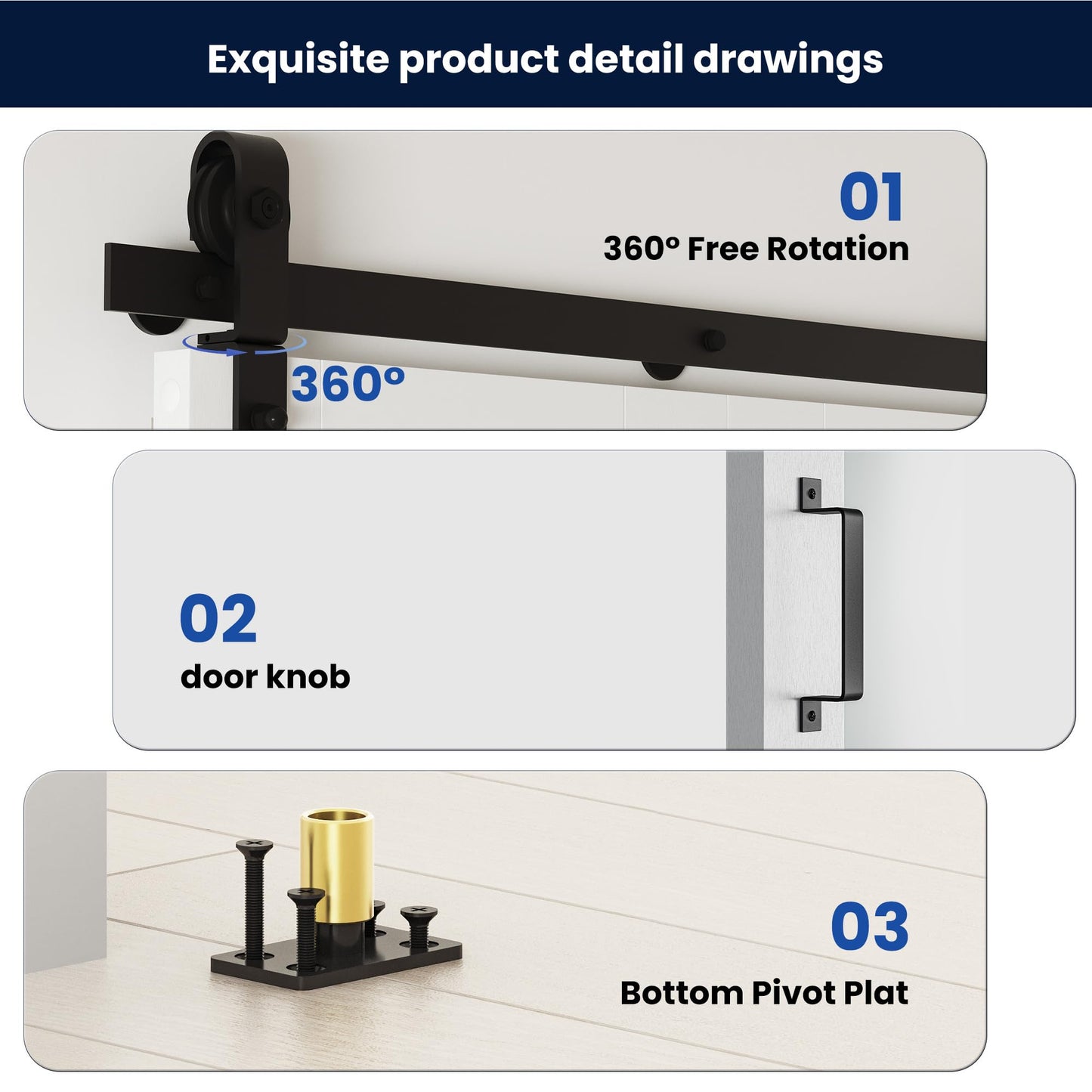 SMARTSTANDARD 30in x 84in Bifold Barn Door, Frosted Glass Barn Door with Hardware Kit Included, Pre-Drilled Holes Easy Assembly -Solid Barn Doors Slab Covered with Water-Proof PVC Surface, White
