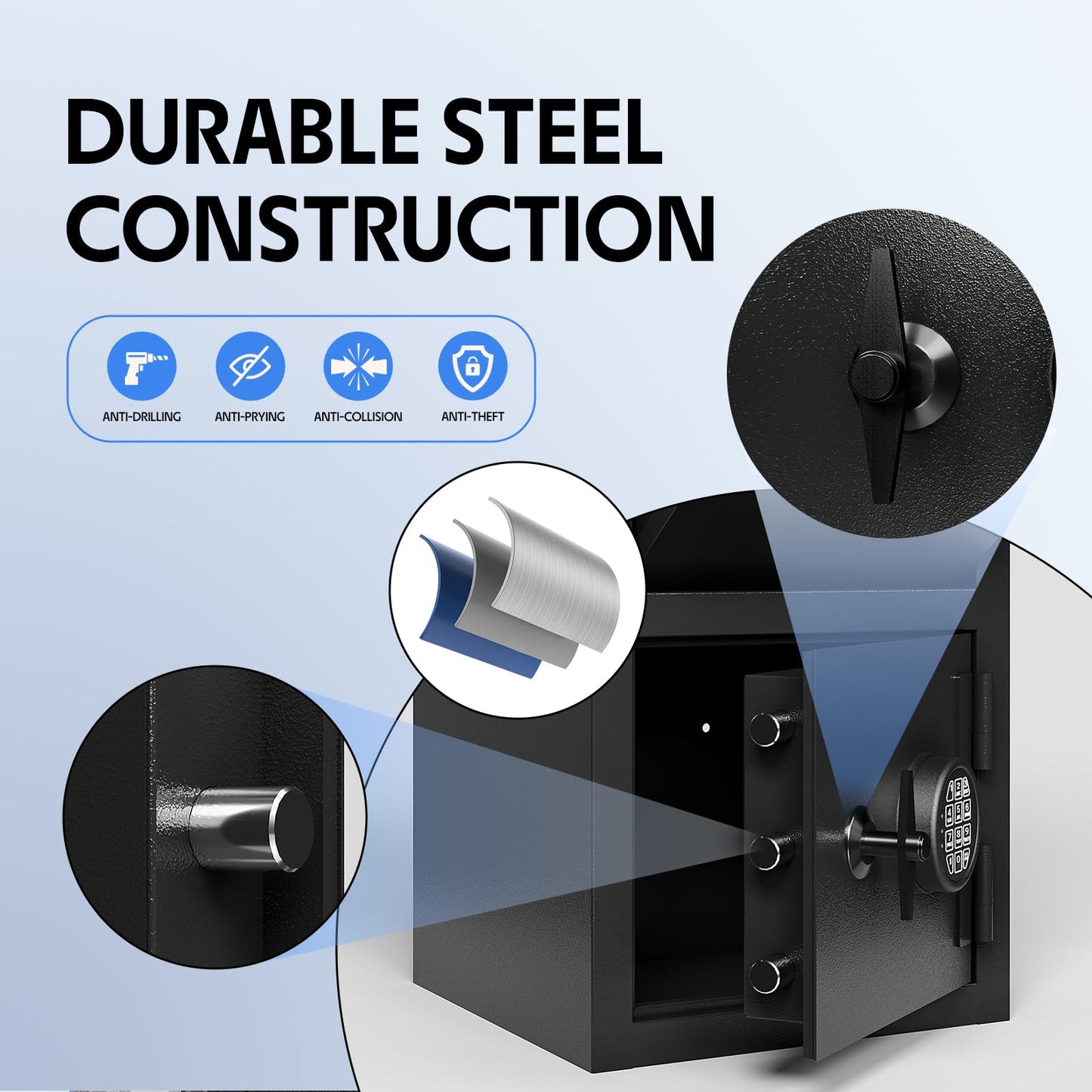 Drop Safe for Business Money Safes with Drop Slot 4.0 CUB Cash Depository Safes Box with Additional Locking Safe Anti-Fishing and Digital Combination for Home Office Hotel Restaurant Liquor Store