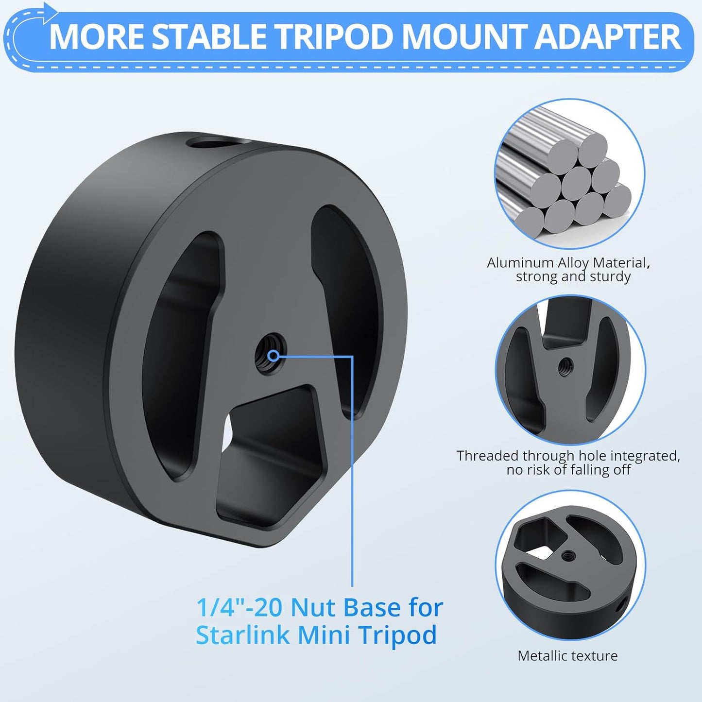 CAMWAY 1/4"-20 3/8"-16 Star-Link Mini Tripod Adapter - Aluminum Alloy Tripod Adapter and Threads, Star-Link Mini