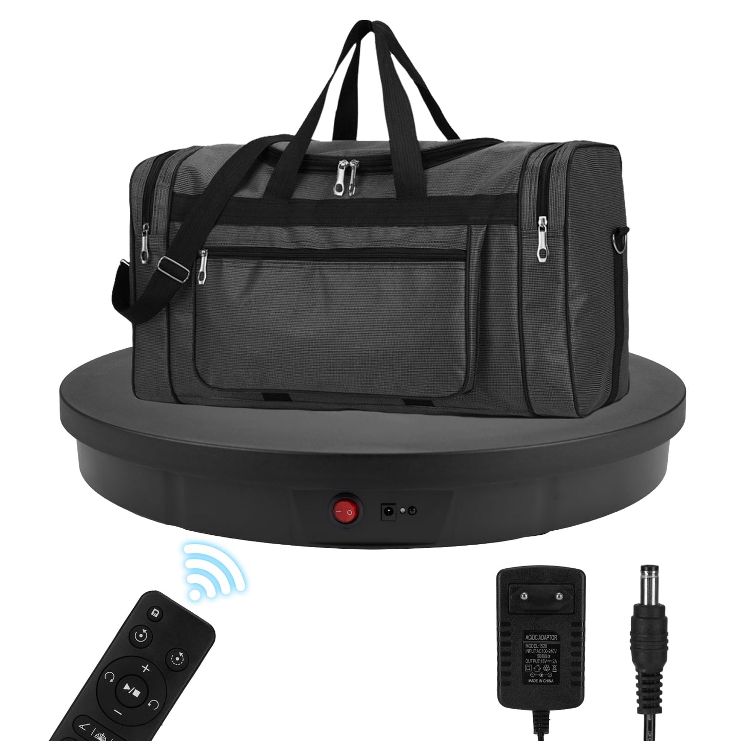 Motorized Rotating Display Stand, 360 Degree Automatic Rotating Display Stand, Angle Speed Adjustabl Turntable for Big Size Products Potography Live Video Show Black/ 20.5inch /330Lbs Load/Wired