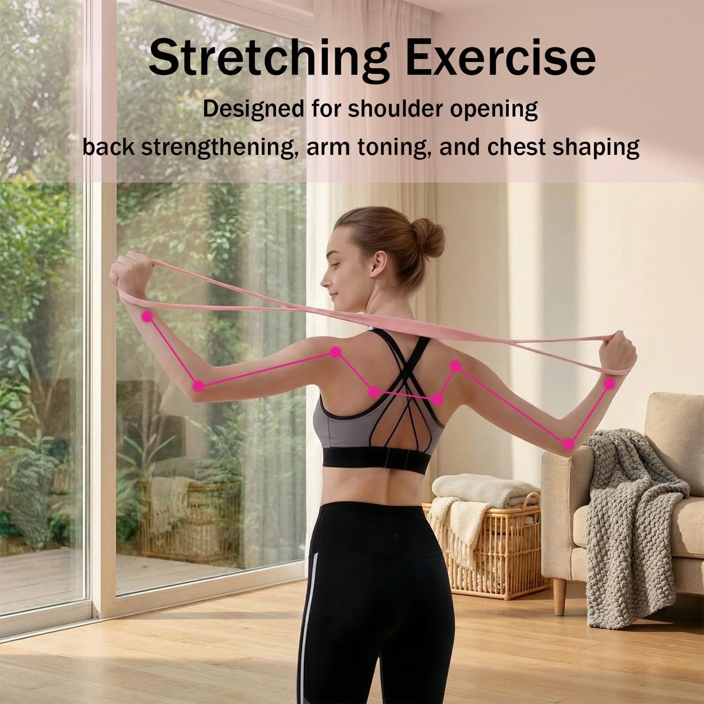 SPGOITRY Figure 8 Resistance Band for Women, 8 Shaped Resistance Bands with Handles, Shoulder Back Arm Bands for Workout