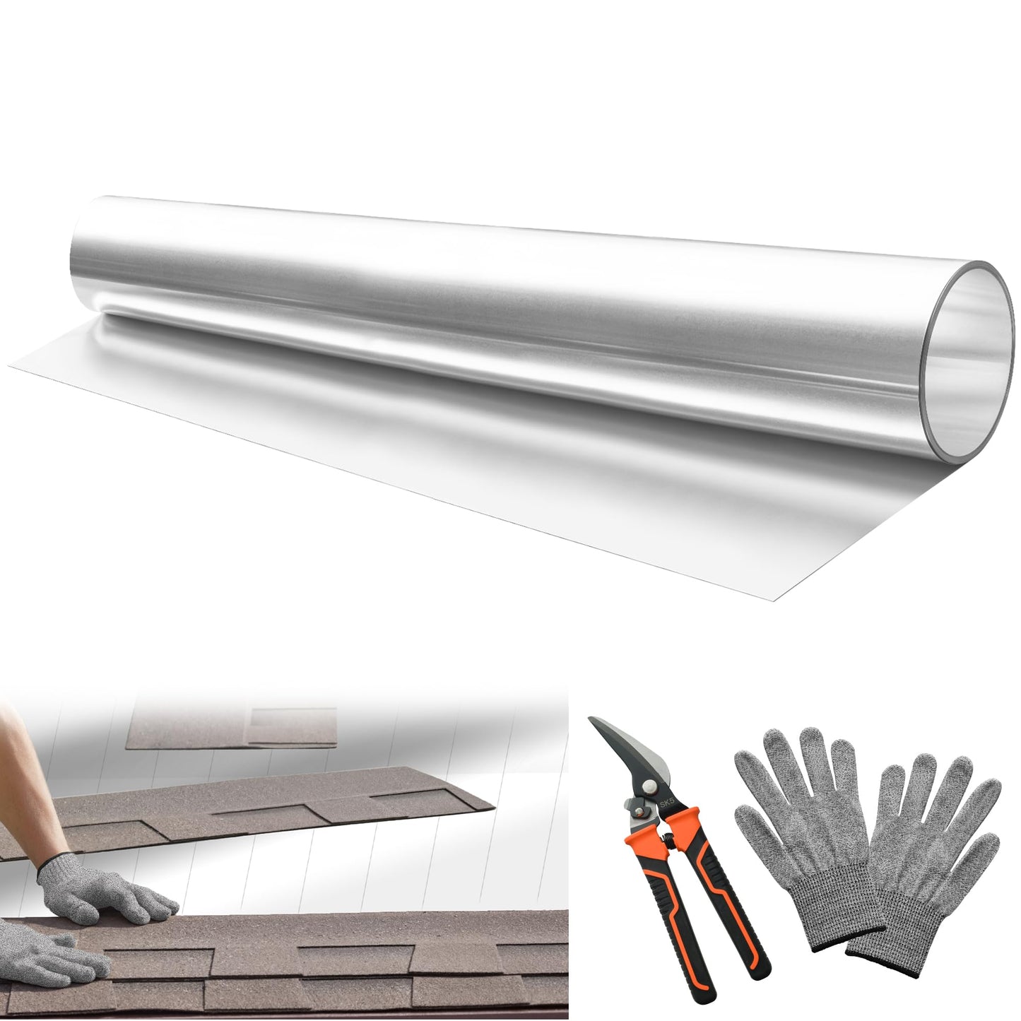 40'' x 50' Aluminum Flashing Roll, 0.3mm Thickness Metal Roof Flashing Roofing Panels for Sealing Windows Doors Siding Roofing Stains Moss and Mildew Prevention