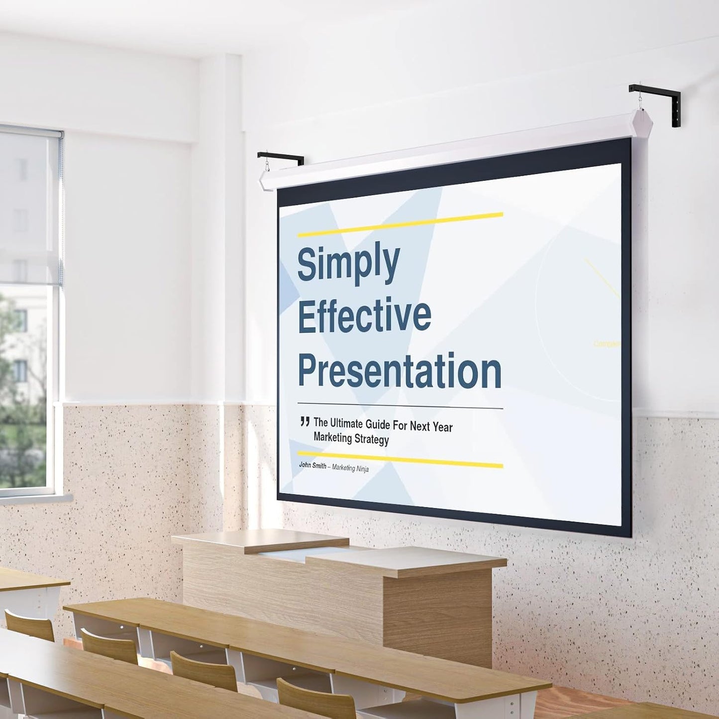 12 inch 80 lbs (PSM001XL-B), WALI Universal Projector Screen Ceiling Mount, Wall Hanging Mount L-Brackets, Adjustable