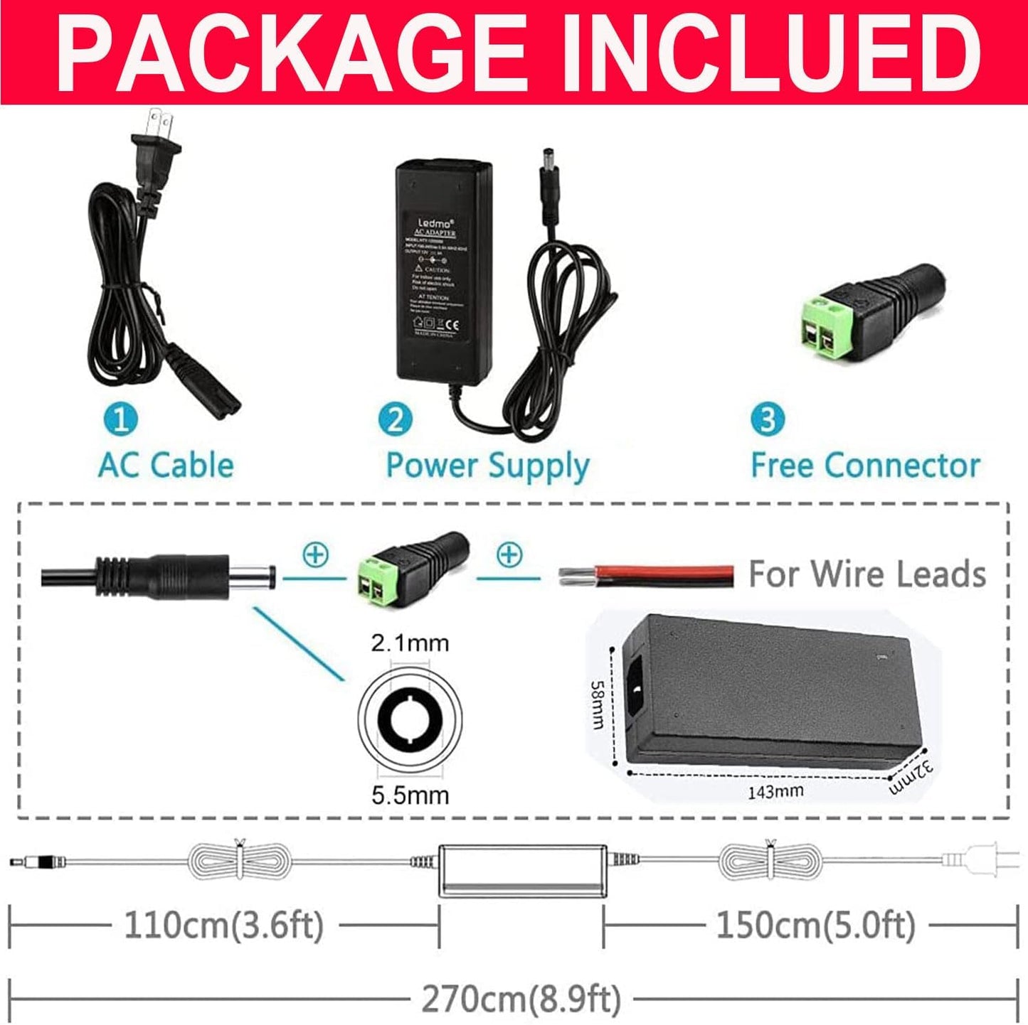 HAASHADA 12V 100-240V 12V 10A 120 Power Supply, Power Transformers, AC to DC Power Supply LED Adapter, Watt Max
