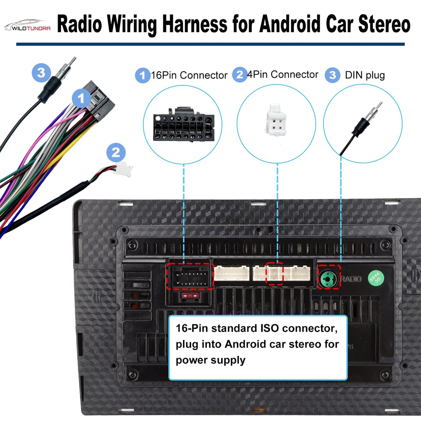 16Pin 2015-2020 2016-2020, 16Pin K2 K3 K4 ISO Aftermarket Radio Harness Adapter for Hyundai KIA Android Car Stereo