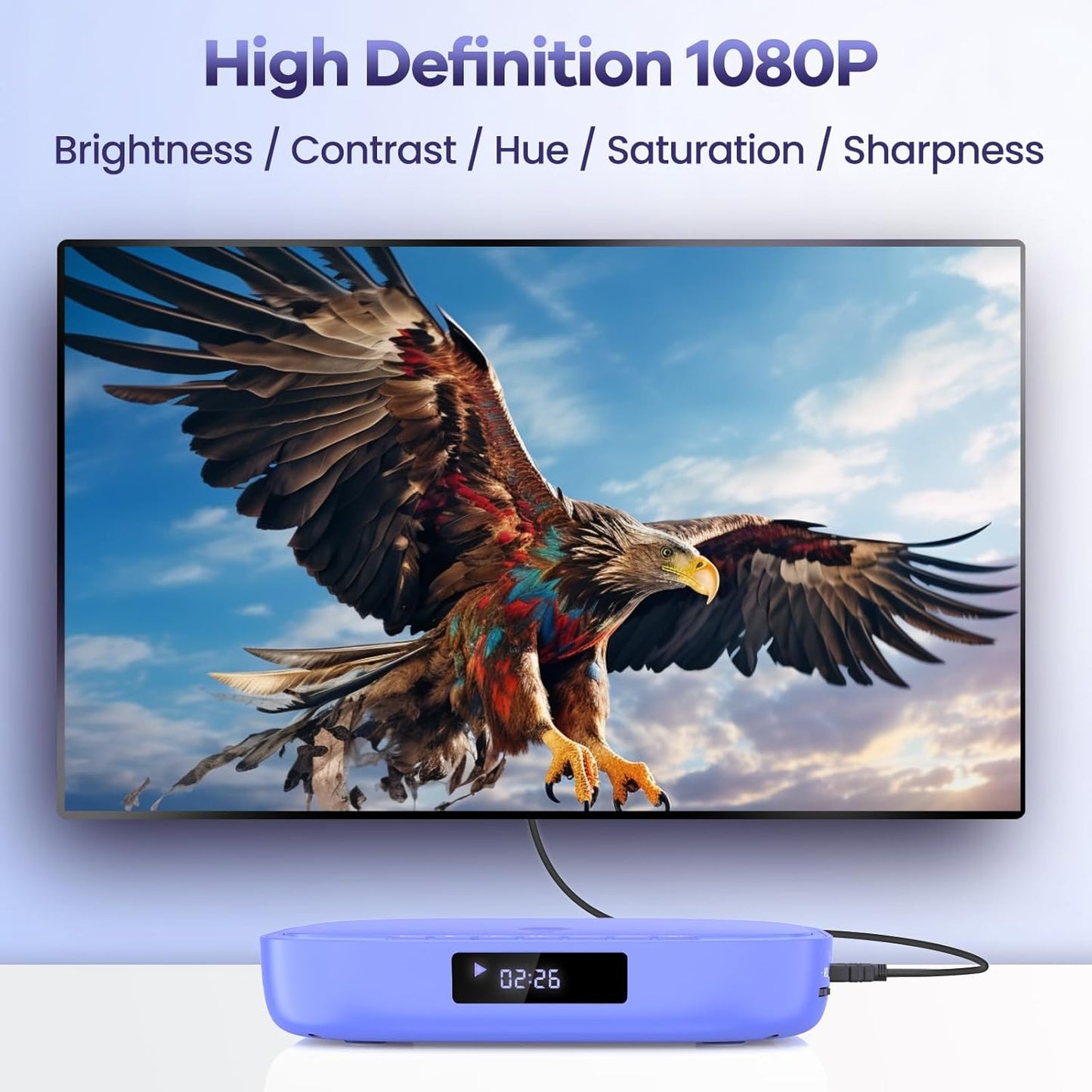 Desobry 1080P DVD Players for TV Mini DVD Player HDMI RCA Output HD All Region Free DVD CD Player with Remote Control