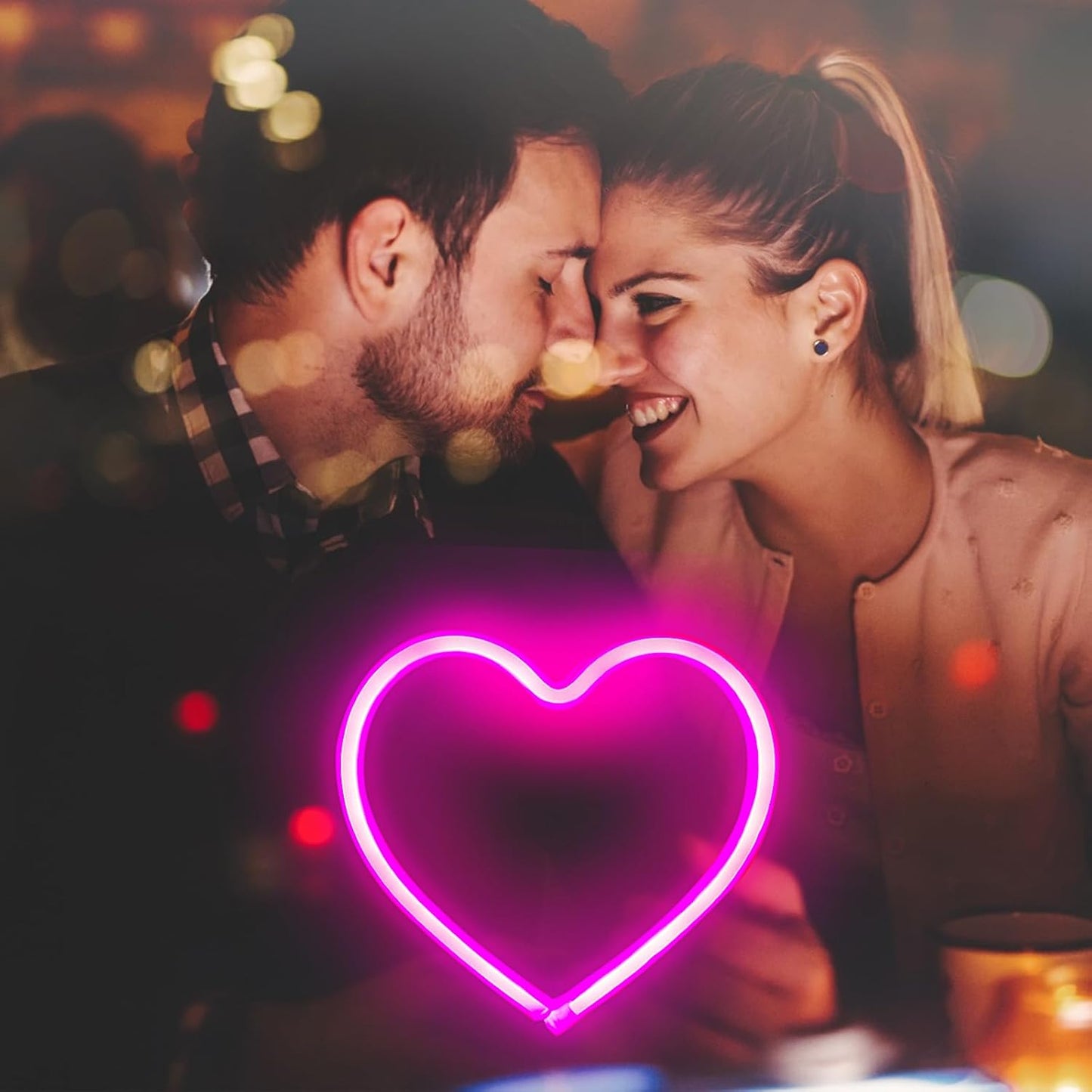 Skiennix Pink Heart Neon Sign - Battery Operated LED Heart Light for Valentine's Day Decor | Perfect Gift for Wife, Anniversary, or Mother's Day