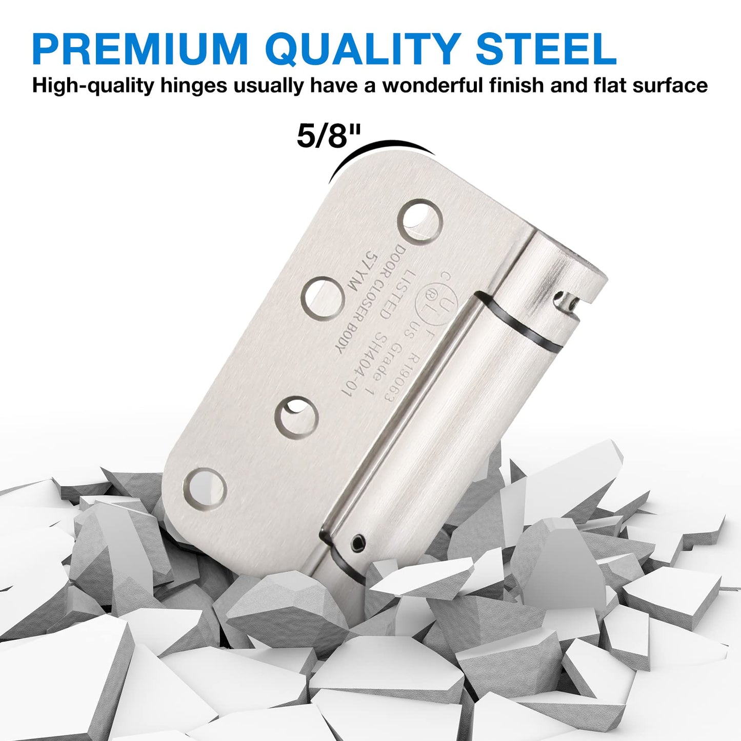 KIW Modern/Contemporary Satin Nickel 4" x 4" Self-Closing Door Hinges, 8 Holes, Steel, Brushed Finish, Mortise Mount, 4 Pack