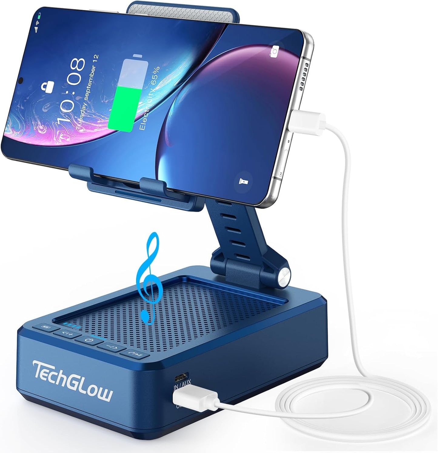 TechGlow Gifts for Men Women Foldable Cellphone Stand with Bluetooth Speaker and Charging Funtion Birthday Gift Idea