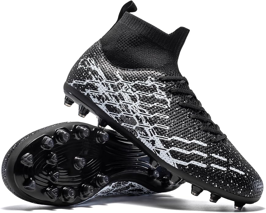 Unisex Soccer Cleats Lightweight No-Tie Lacing System Multi-Surface Football Shoes with Ankle Support for Beginners to Advanced Players