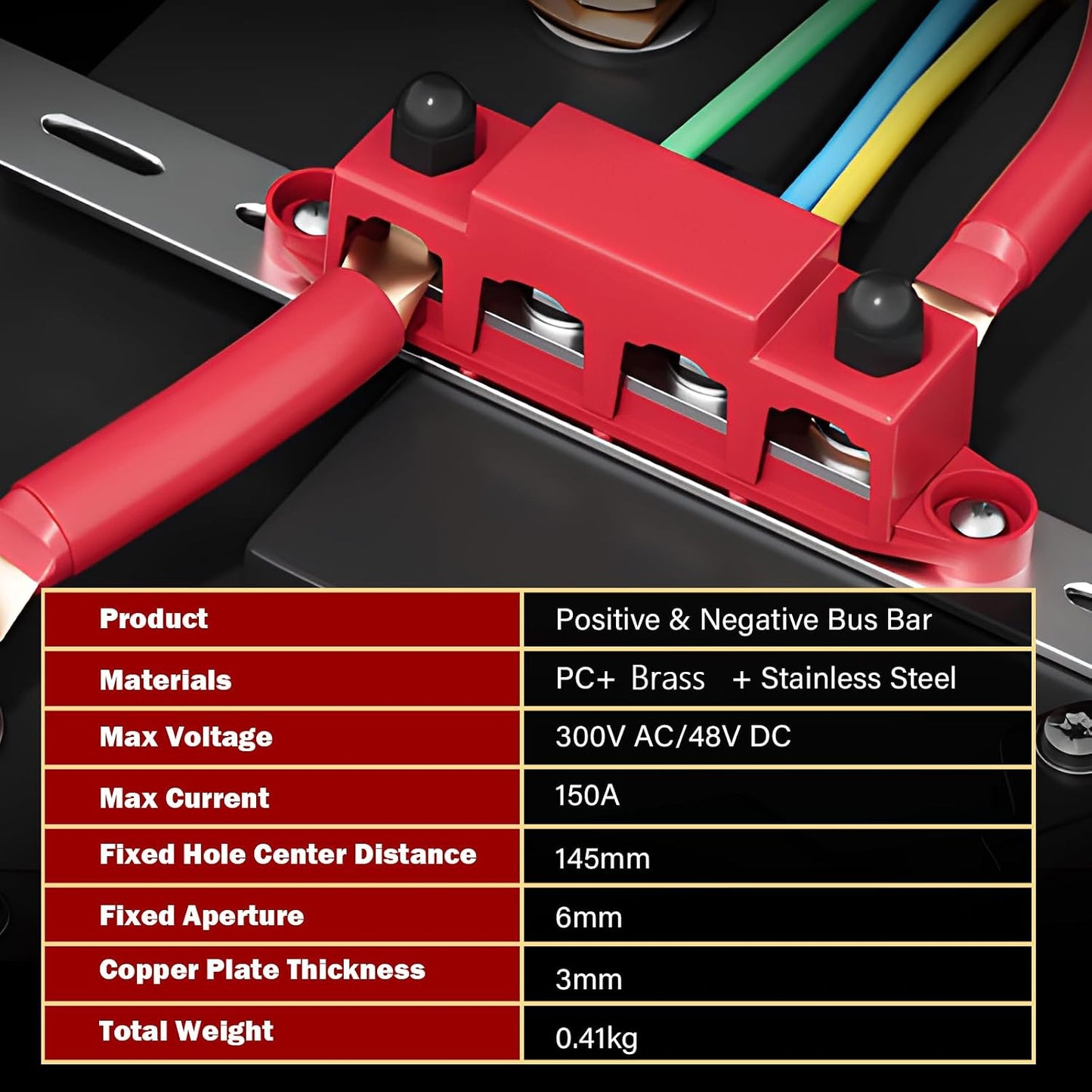 12V 150A 5/16" 12-48V FEITON Power Distribution Block, Bus Bar, Studs Terminal Strip, Heavy Duty Terminal Block