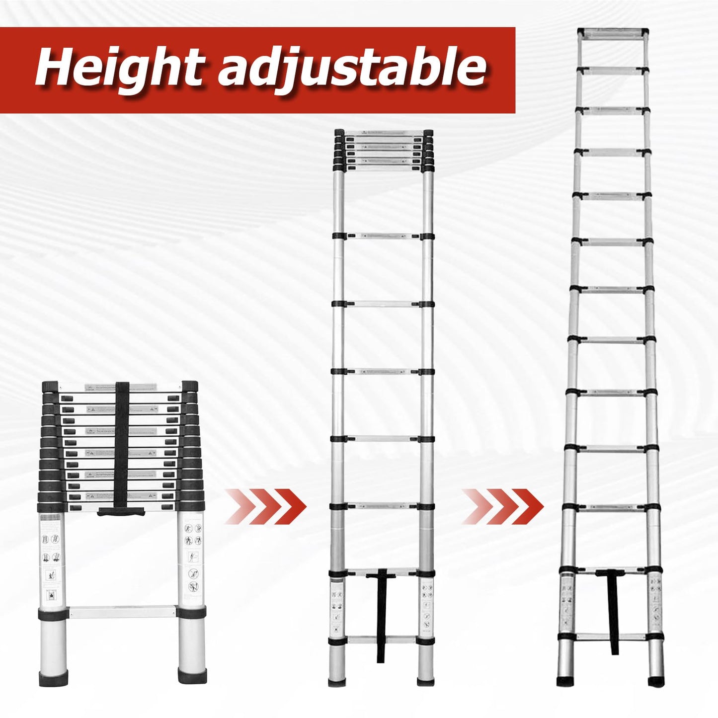 Telescopic Ladder 14.5FT/4.4M Aluminum Collapsible Retractable Portable Extension Ladder for Household or Outdoor Work 330lbs Capacity