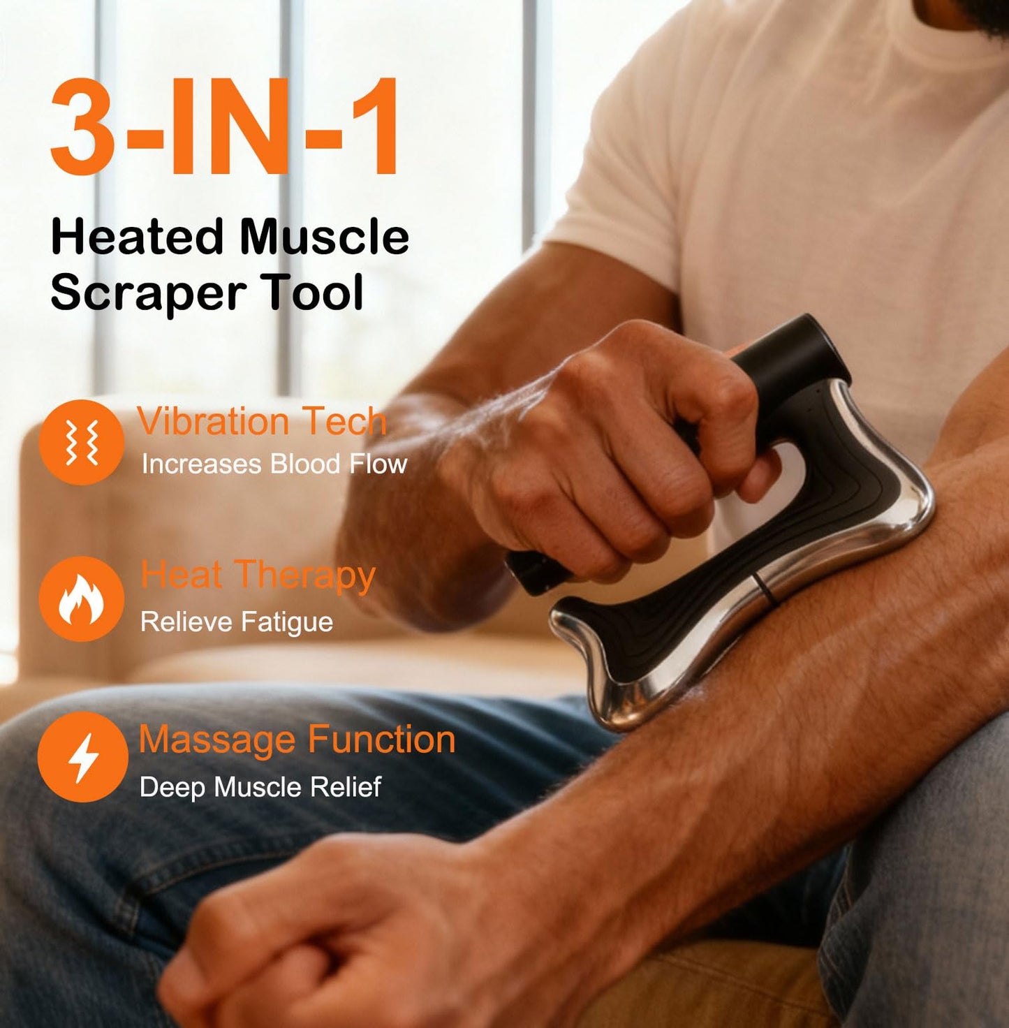 Heated Muscle Scraper Tool –Electric Fascia Knife Massager Heating and Vibration, Muscle Scraper Tool, Body Gua Sha Massage Tool,Fascia Tool Massage Tools for Deep Tissue(Black)