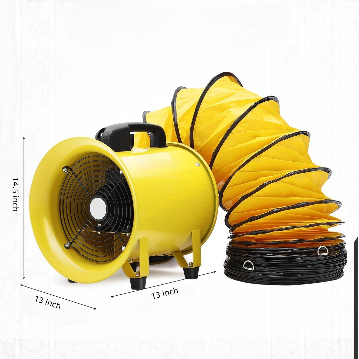 EcoExplorer 10 Inch Utility Blower Fan with 16.4 FT PVC Duct Hose, 3300 RPM Industrial Exhaust Fan, CE Certified & IP44 Waterproof, Portable Axial Hose Fan for Basements, Tunnels, Factories, Warehouse