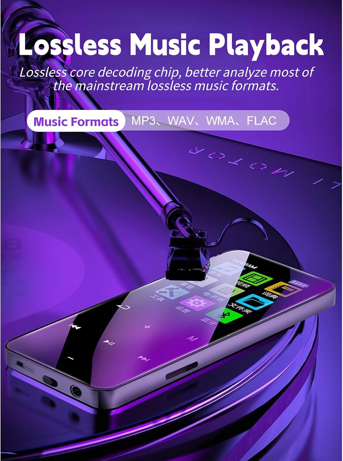 MP3 1.8 Inch 4.2 8GB 128GB MP4 Player Screen Bluetooth Memory Expandable Noise Reduction Lossless Portable Player