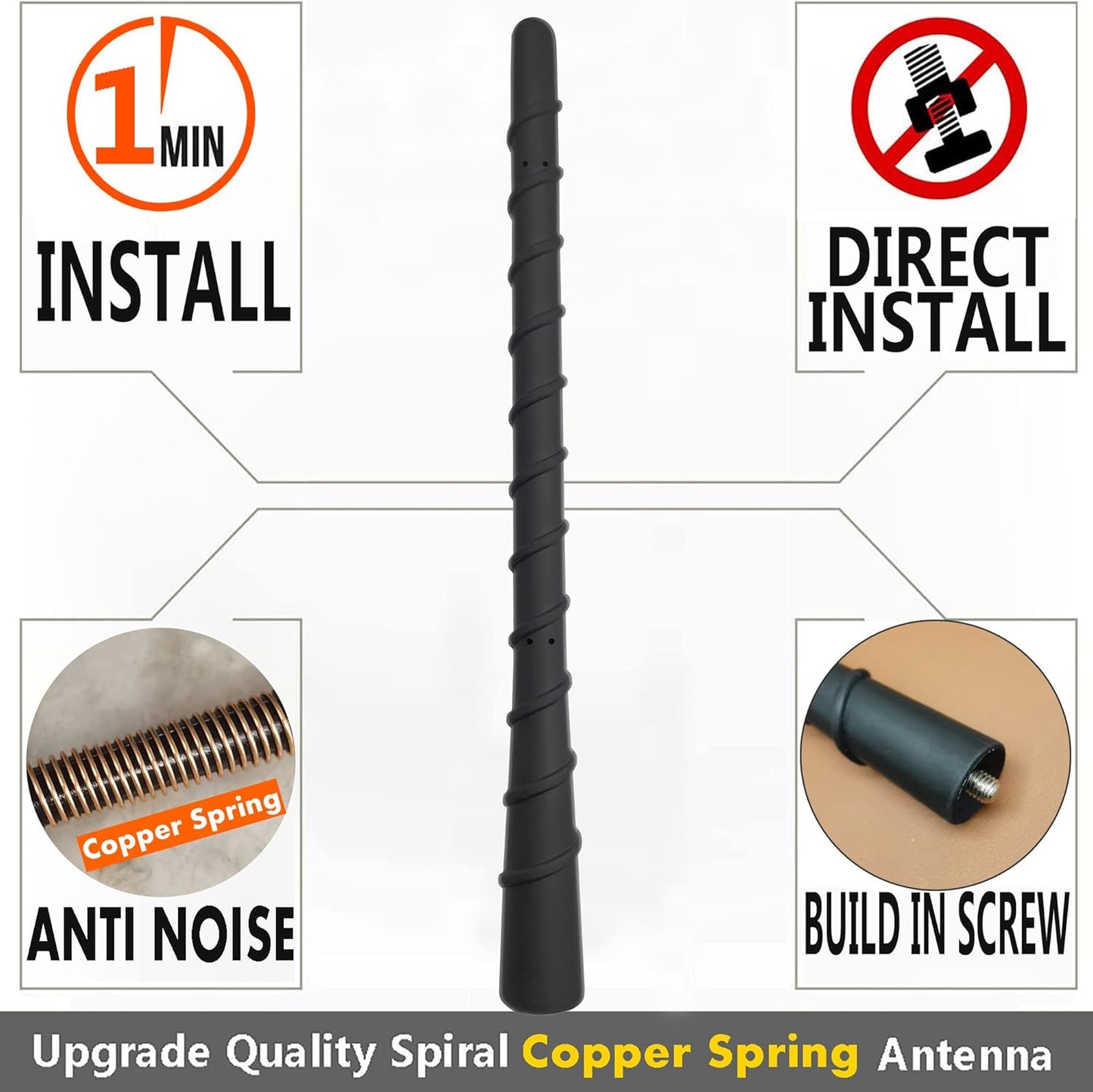 RooFox 8 Inch (2007-2010), Antenna Replacement for Dodge Nitro Dodge Nitro Antenna | Custom Flexible Rubber Antennas