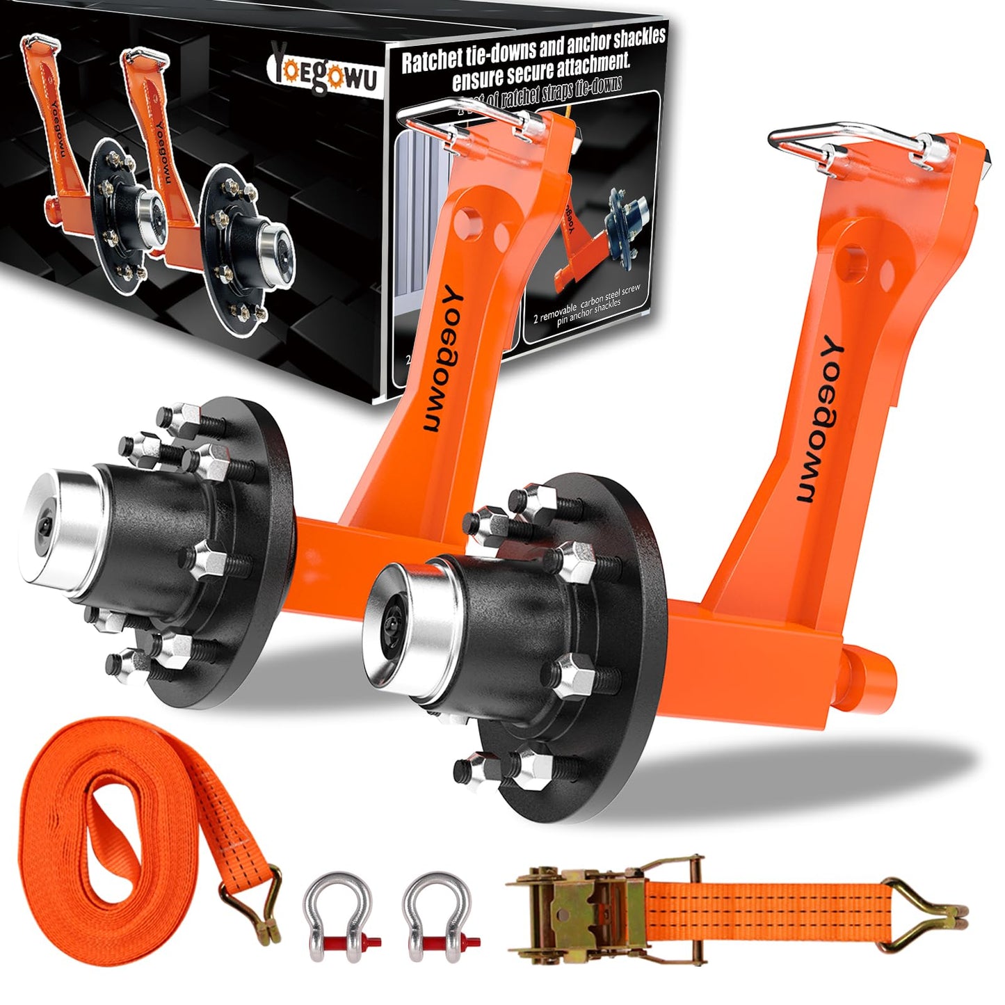 Upgrade 2-Pack Shipping Container Wheels Kit with 6/8 Lug Bolt-On Spindle,Heavy-Duty Shipping Container Axles for Up to 40ft Containers, 15000LB Capacity, Shipping Container Accessories (8-Lug)