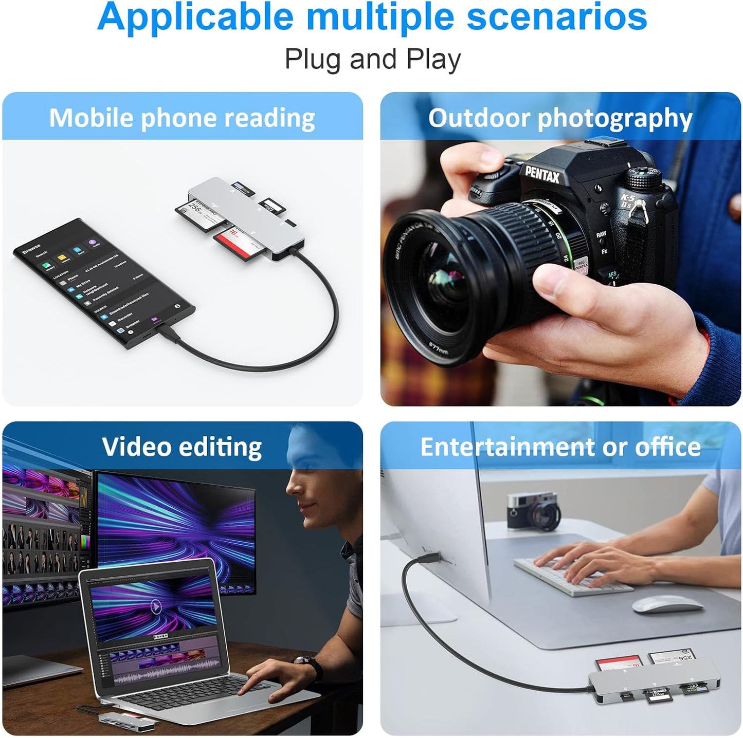 Rytaki Pro 2.0 3.0 5Gbps 5 1 5 CFast Card Reader, USB C CFast Card Reader CFast/CF/SD/TF/XD - in Memory Card