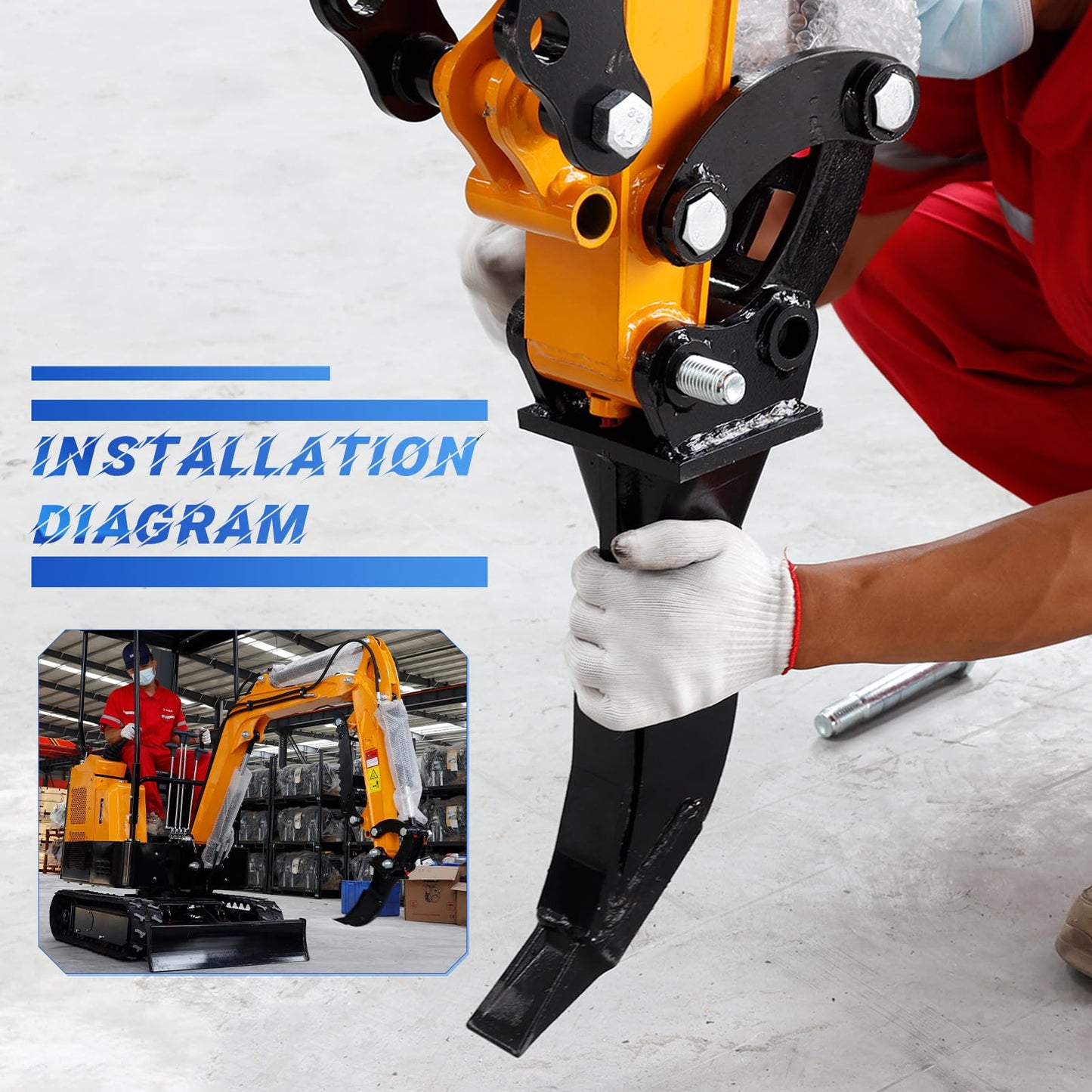 DANWIWEE Mini Excavator Accessories Ripper, Single Hook Backhoe, Span: 3.54in,Hole Diameter: 0.98in,Center Wheelbase: 3.46in, Suitable for Mini Excavators for 1 to 1.5 Tons