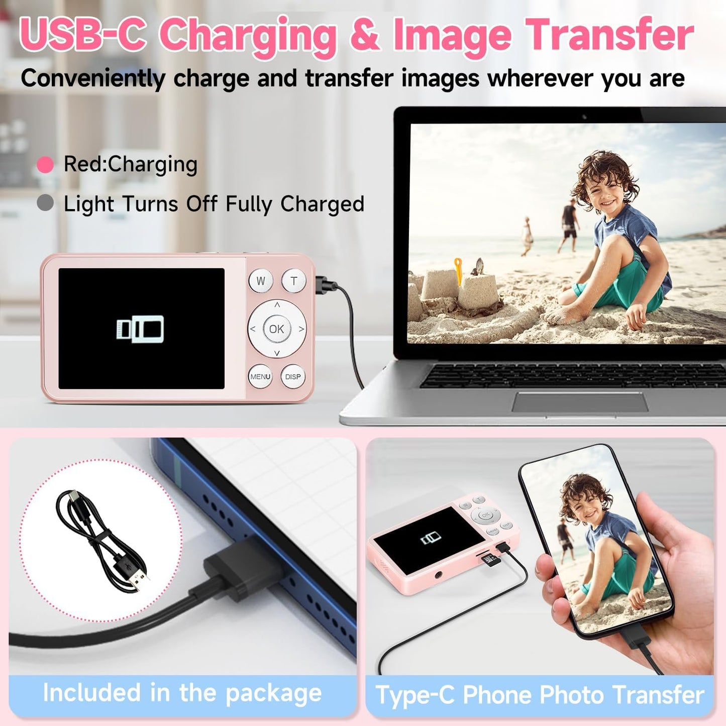 MINIBEAR 4K 64MP 64GB 18X Digital Camera, Autofocus Point and Shoot Digital Cameras for Teens with Card, Zoom