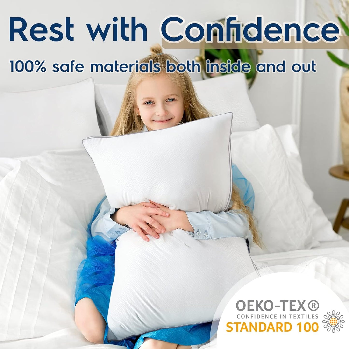Viewstar Bed Pillows - Hotel Quality Cooling Down Alternative | Set of 2 Gusseted King Size, White