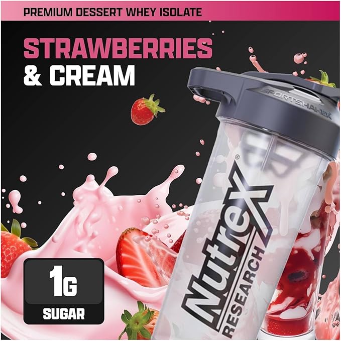 Nutrex Research IsoFit Whey Protein Powder Instantized 100% Whey Protein Isolate (30 Servings (Pack of 1), Strawberries & Cream)