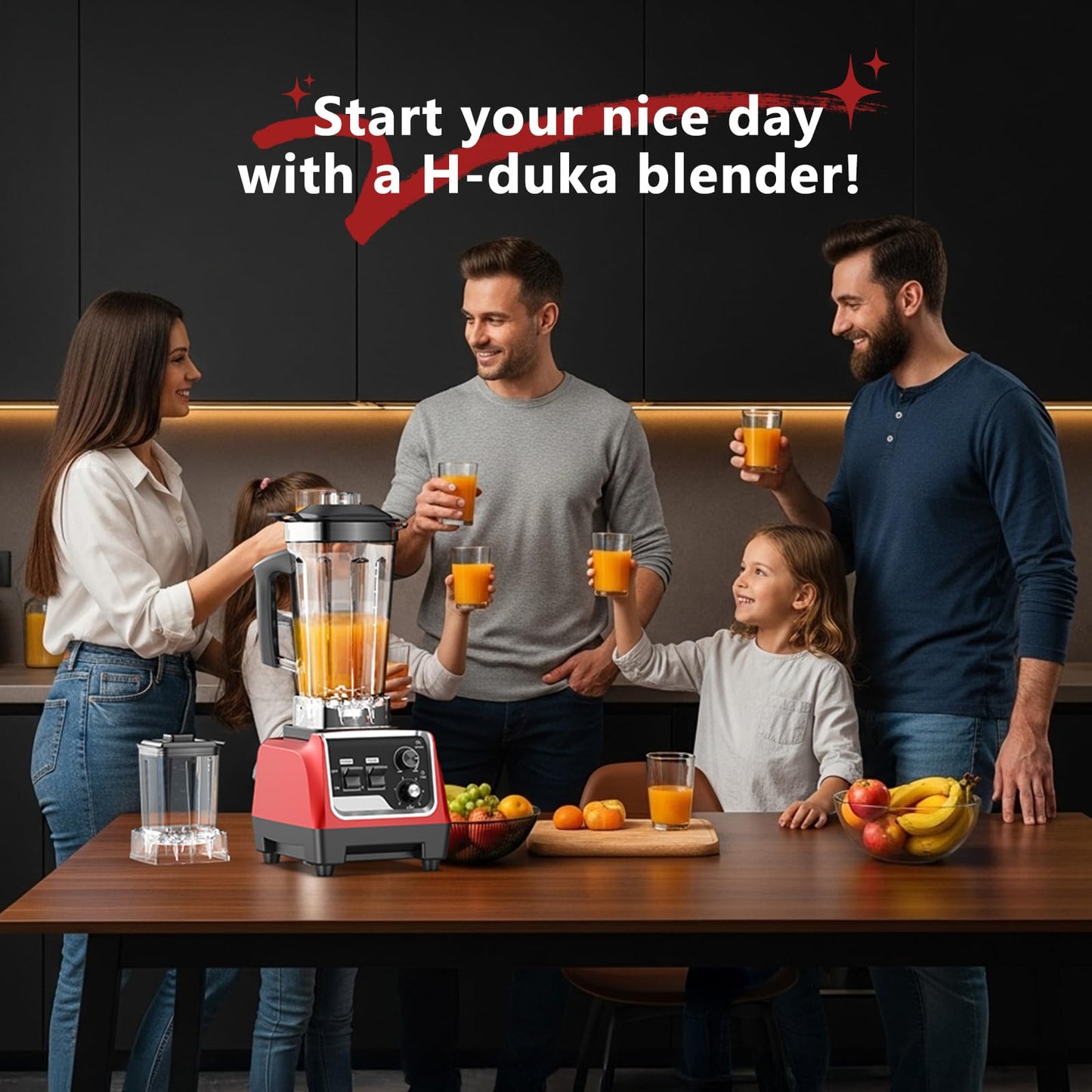 H-Duka 1800W Blender for Smoothies, 70oz Pitcher & 20oz Grinder, 28000 RPM High Speed Countertop Blender for Kitchen for Ice Crushing, Frozen Fruits & Nut Butter, 1-5 Min Timer, Multiple Speeds