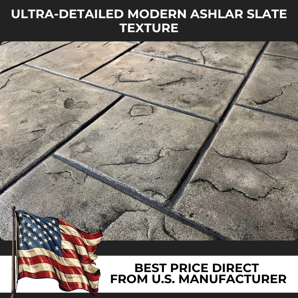 Modern Ashlar Slate Stamps Set of 5 | Made in USA | 24" x 24" | Durable Rigid & Flexible Mats for Driveways, Walkways and Patios – SM 3003/S-5