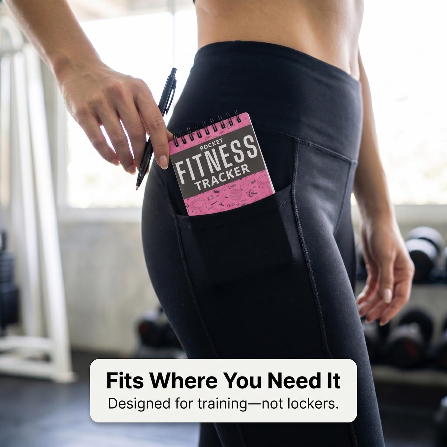 Field Equipt Gym Workout Journal & Fitness Tracker (4 Pack), Handheld Workout Log Book for Women & Men - Ideal for Weightlifting, Cardio, Athletes & Coaches On the Go (Pink)