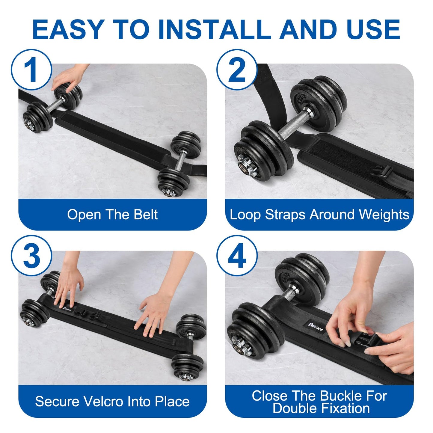 Bosaen Hip Thrust Belt, Hip Thrust Belt for Dumbbells Heavy, Booty Belt for Hip Thrust with 6.5mm Thick Non-slip Padding & 400lbs Load-Bearing, Hip Thrust Band for Gym, Home Workouts, Dumbbell, Kettlebells