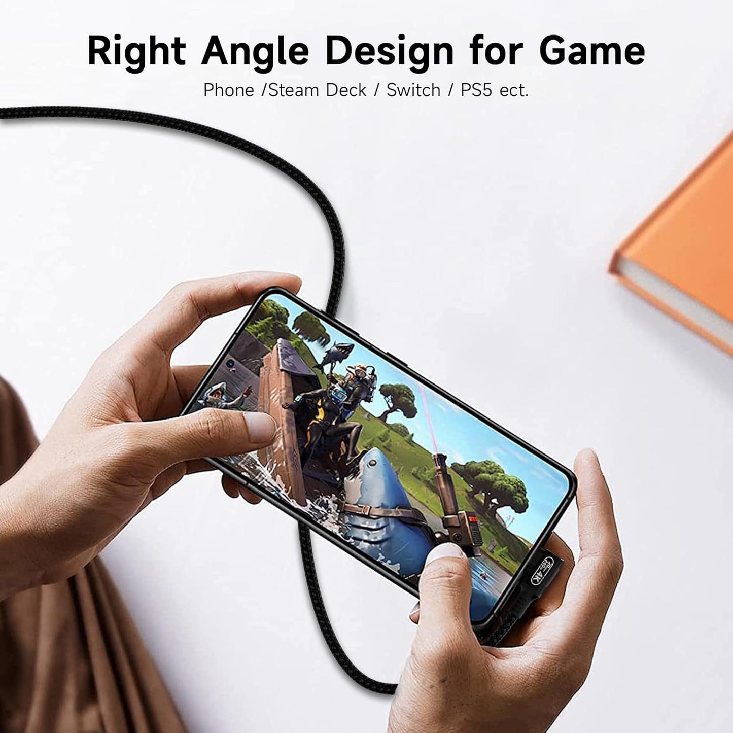 Smoizheff 16.5ft/5m 90 20Gbps 3.2 2 100W 4K@60Hz USB C Extension Cable with Angle, USB Gen & PD Charging, Nylon Braided