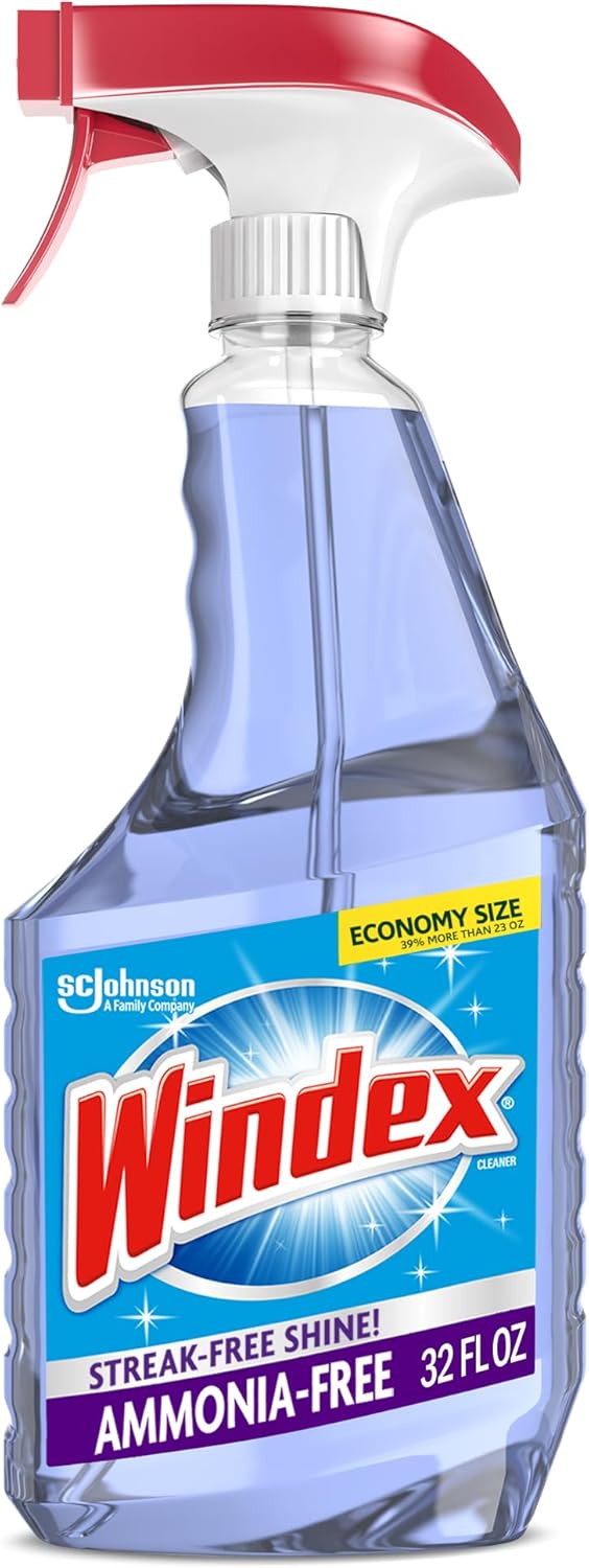 Windex Glass Cleaner Spray - Ammonia-Free Formula with Crystal Rain Scent | 32 Fl Oz Bottle