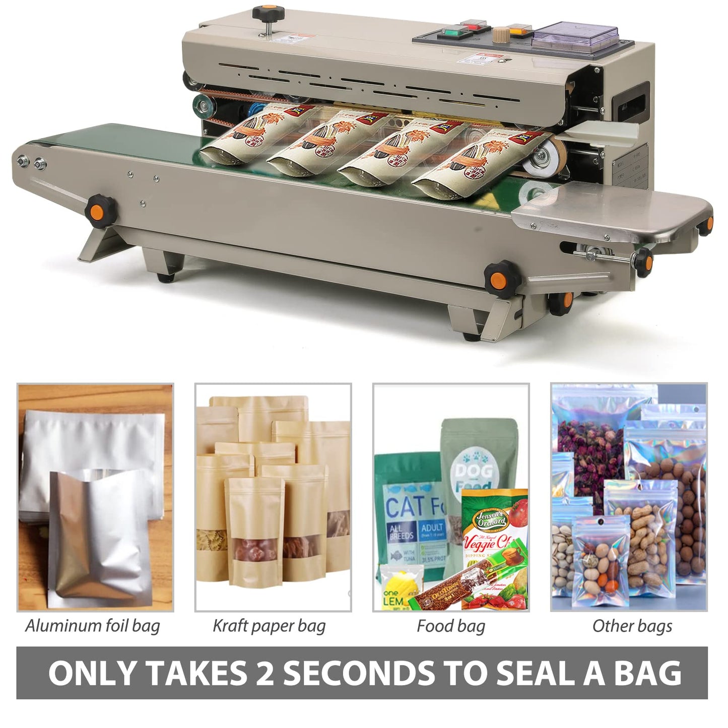 Sumeve Continuous Sealing Machine FR-900 Automatic Horizontal Continuous Plastic Bag Band Sealing Sealer Machine Stamp Coding